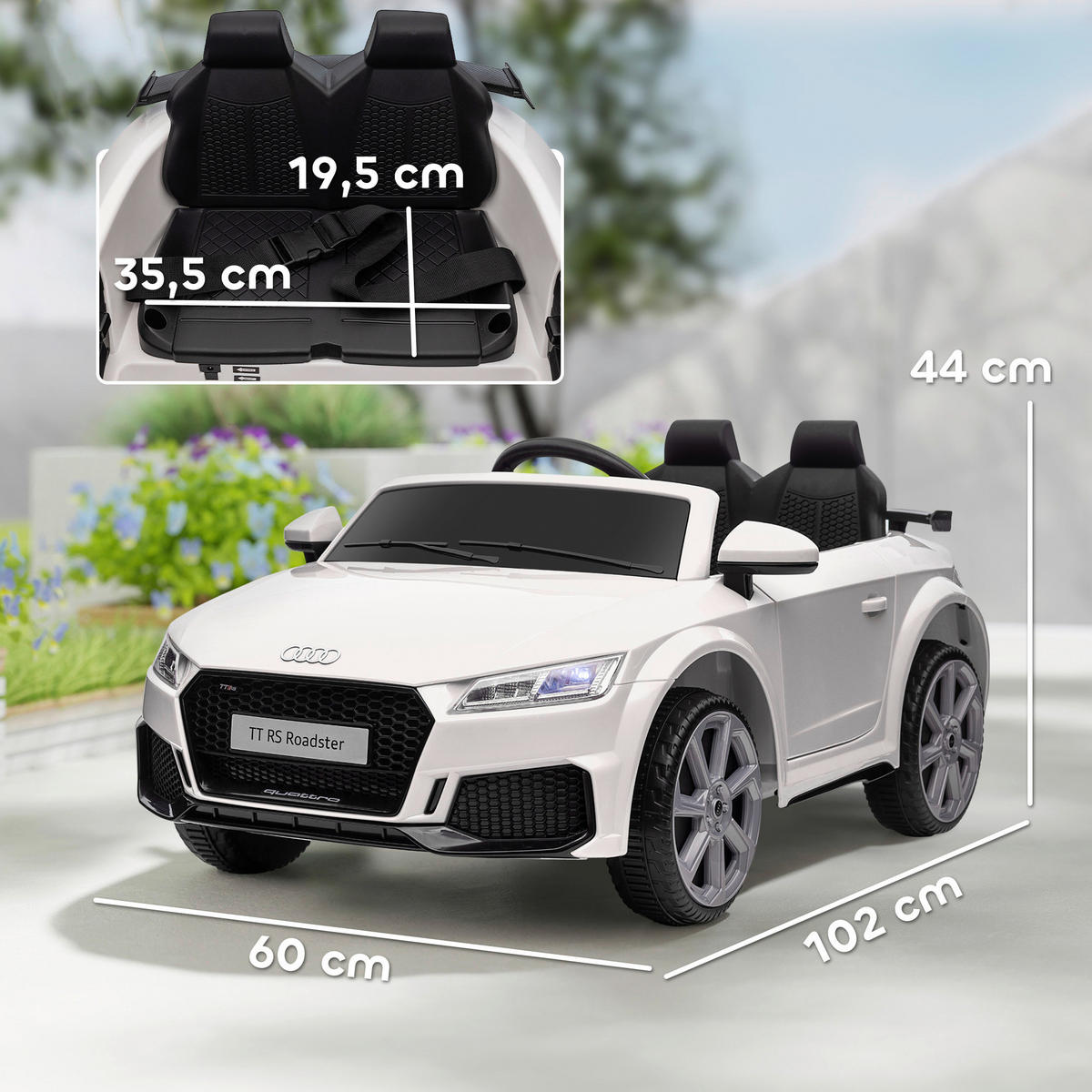 HOMCOM Kinder-Elektroauto weiß B/H/L: ca. 60x44x102 cm Kinder-Elektroauto - weiß (102,00/60,00/44,00cm) - HOMCOM