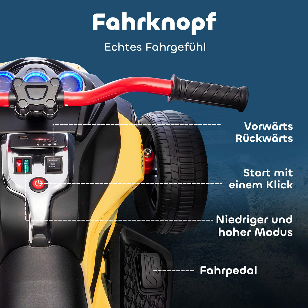 AIYAPLAY Kinder Elektroauto gelb B/H/L: ca. 74x63x113 cm Kinder_Elektroauto - gelb (113,00/74,00/63,00cm) - AIYAPLAY