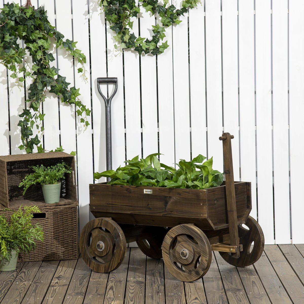 Outsunny Blumenwagen grau B/H/L: ca. 53x55x120 cm Blumenwagen - grau (120,00/53,00/55,00cm) - Outsunny