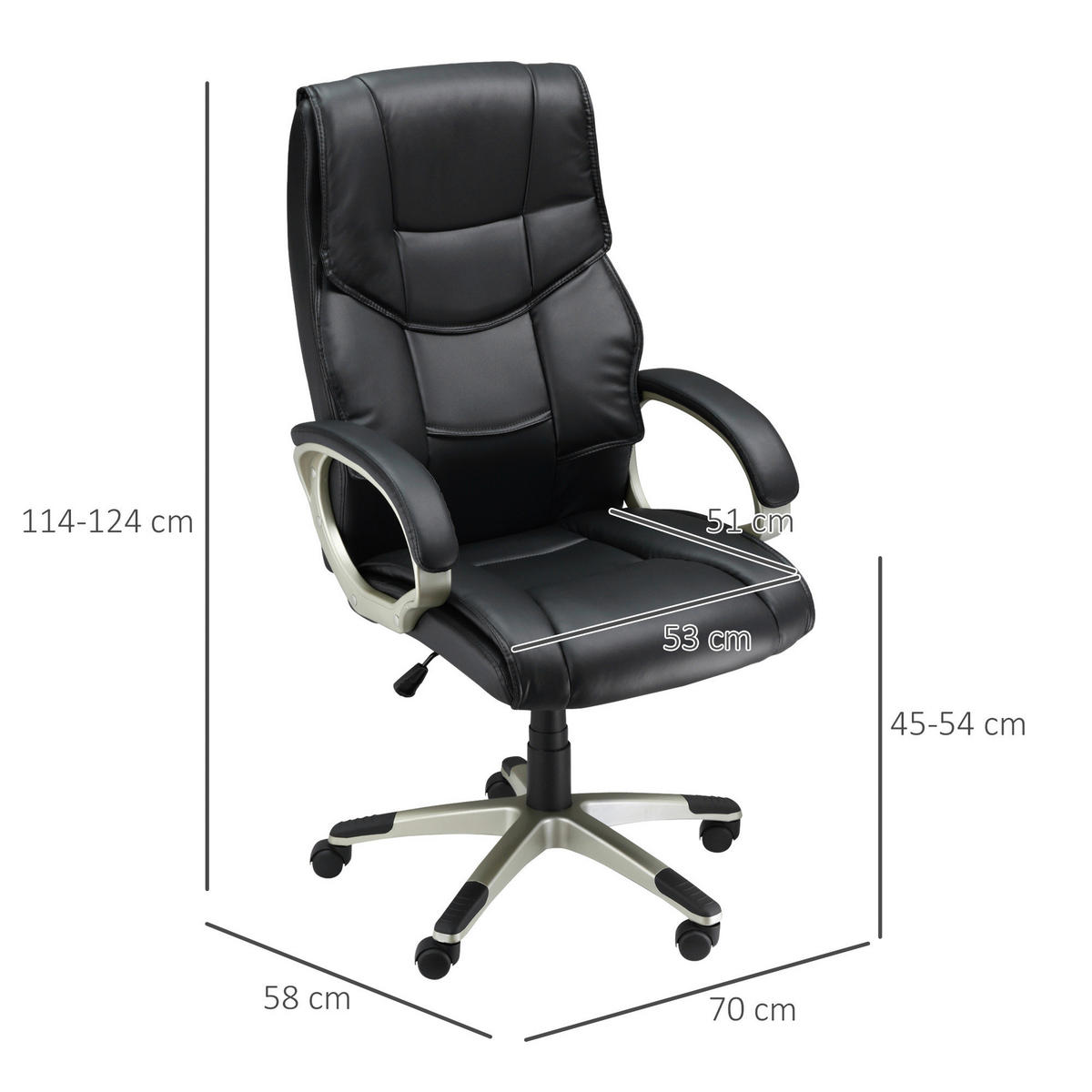 Chefsessel 5550-3300 schwarz 5550-3300 - schwarz (70,00/124,00/58,00cm) - HOMCOM