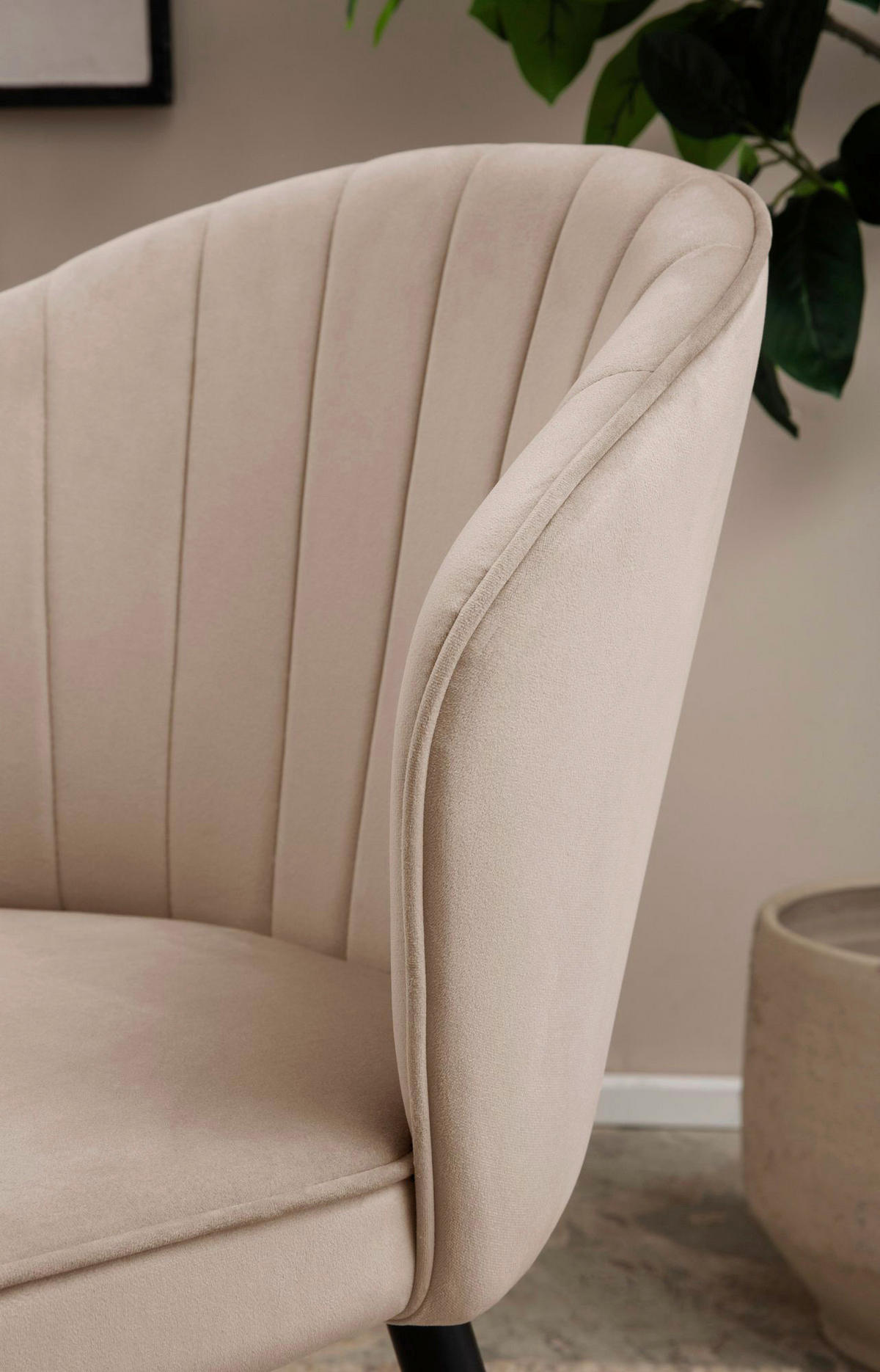 Stuhl 2er Set beige Polyester 2er Set - beige - Wohnling