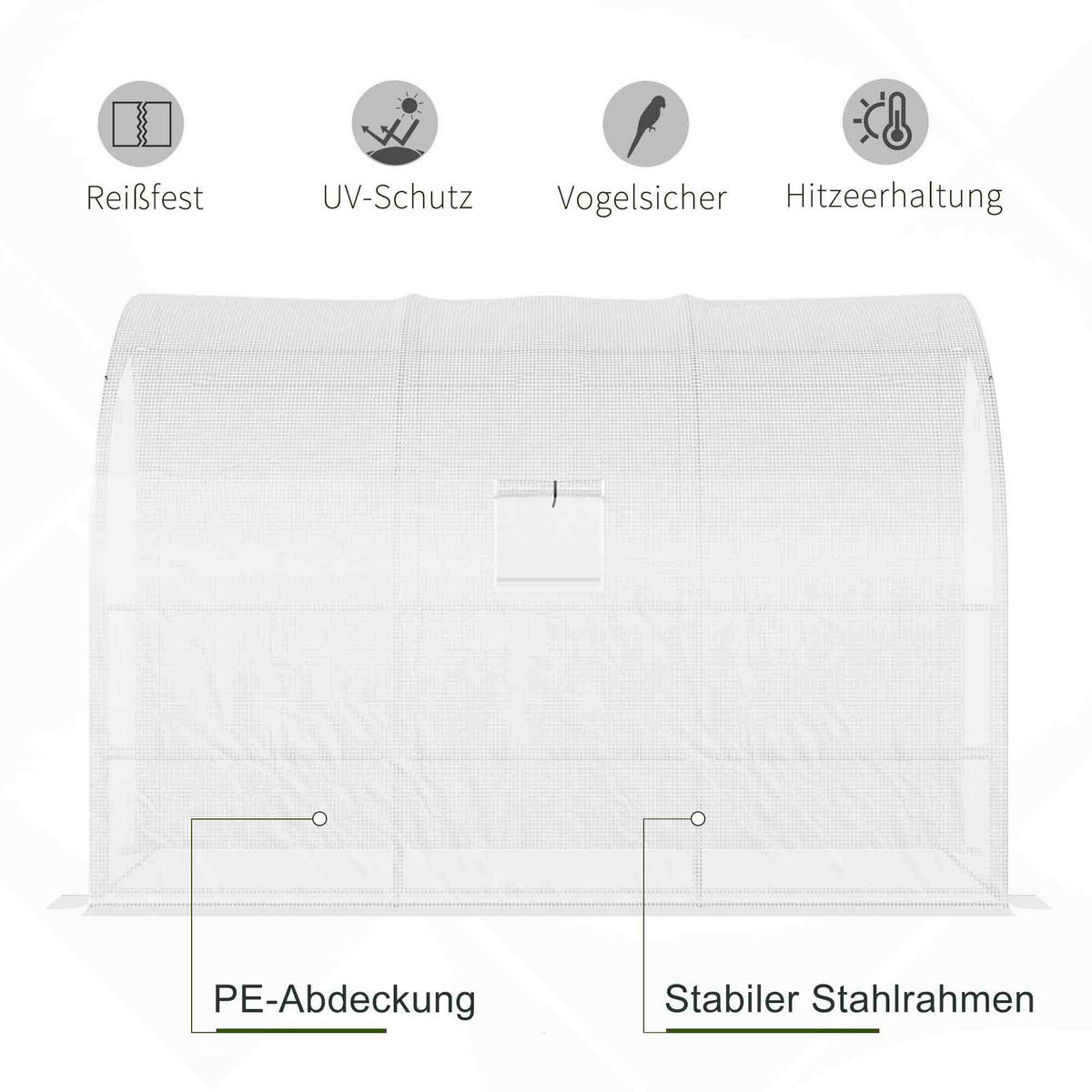 Outsunny Gewächshaus B/H/L: ca. 150x213x300 cm Gewächshaus - weiß (300,00/150,00/213,00cm) - Outsunny