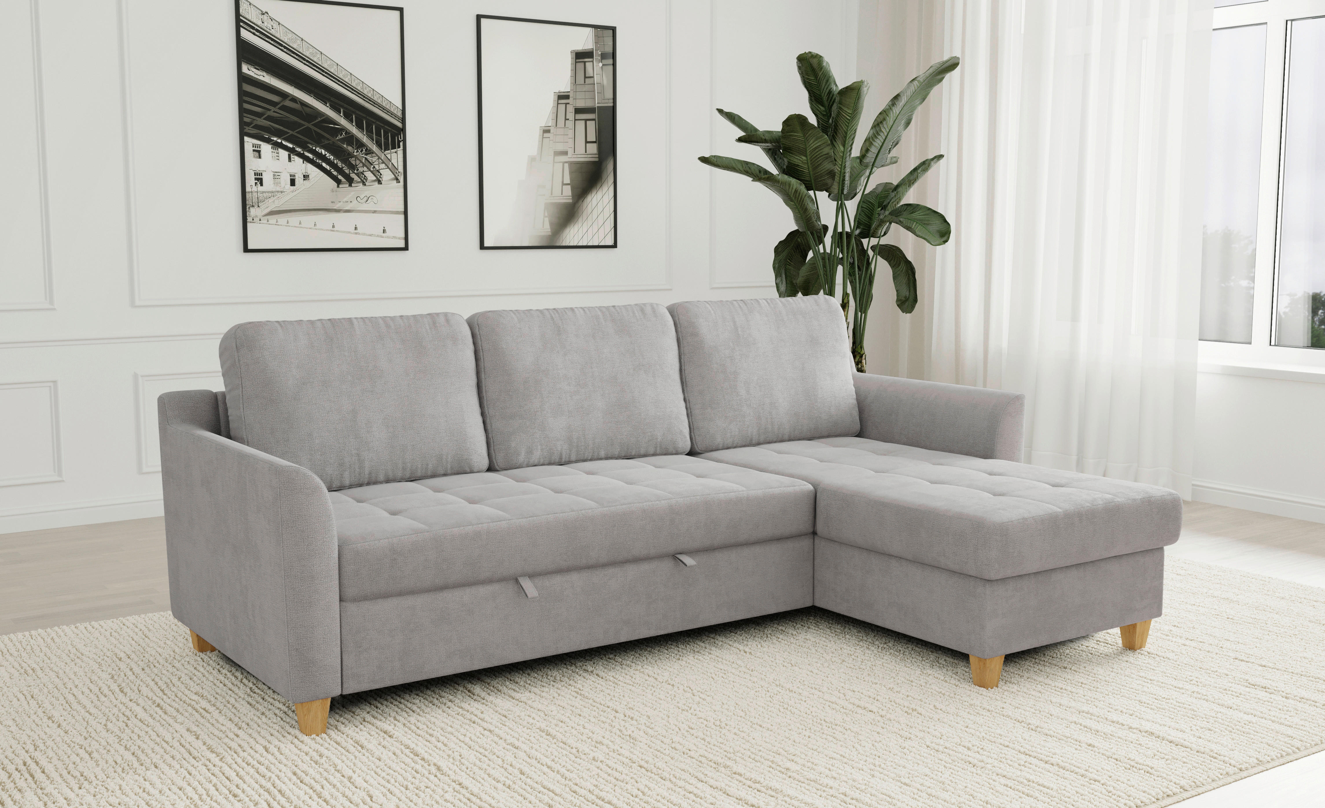 Ecksofa Liv Ashgrey Microfaser B/H/T: ca. 231x86x150 cm Liv - Eiche/Ashgrey (231,00/86,00/150,00cm)