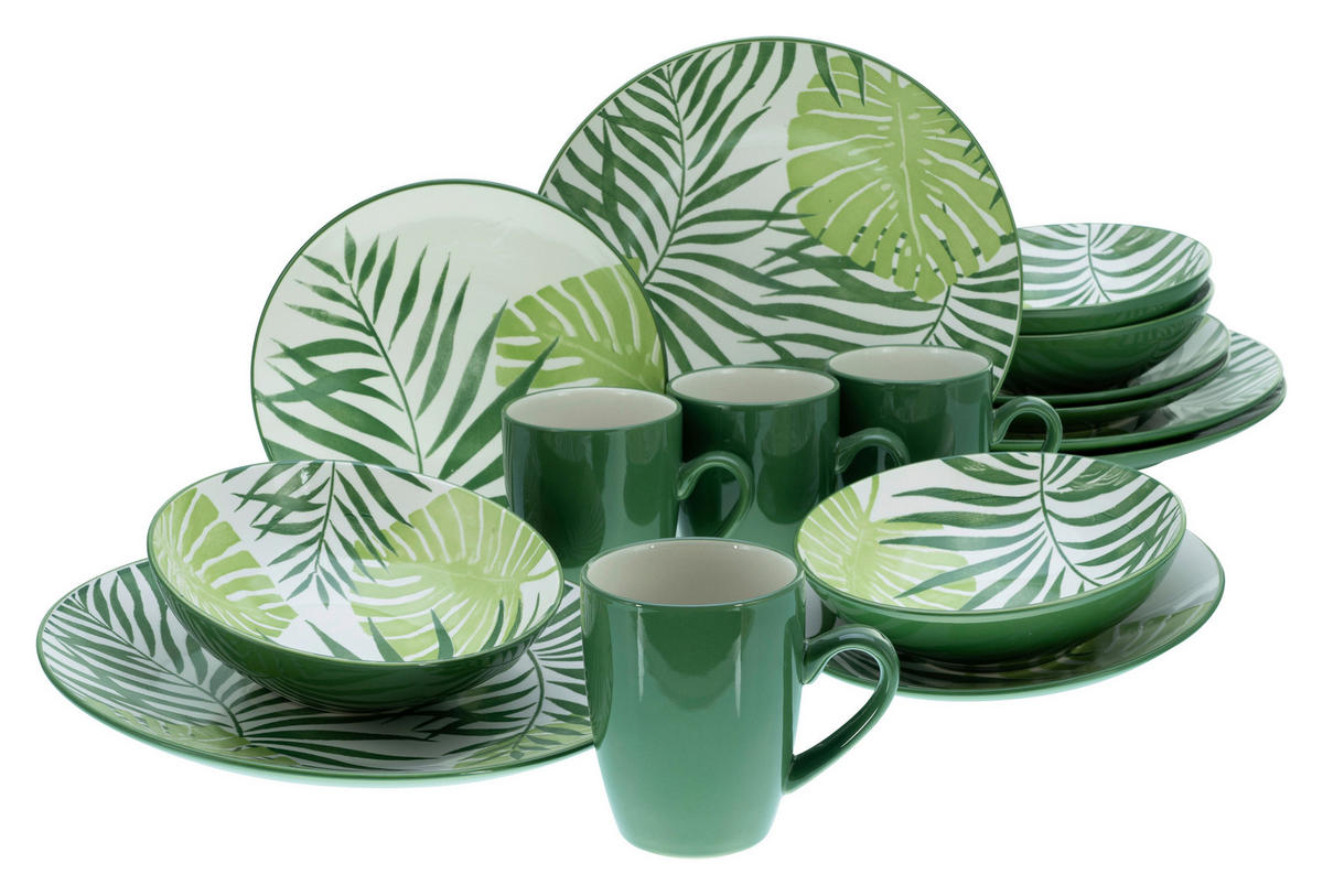 CreaTable Kombiservice TROPICANA grün Steinzeug 16 tlg. TROPICANA - grün - CreaTable