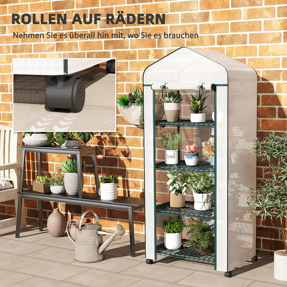 Outsunny Foliengewächshaus B/H/L: ca. 50x165x69 cm Foliengewächshaus - weiß (69,00/50,00/165,00cm) - Outsunny