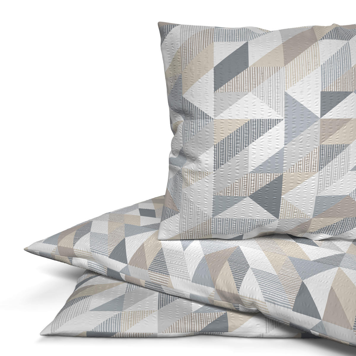 Baumwoll Bettwäsche Seersucker Bettwäsche_Seersucker grafisch grau - grau (135,00/200,00cm) - CASTELL