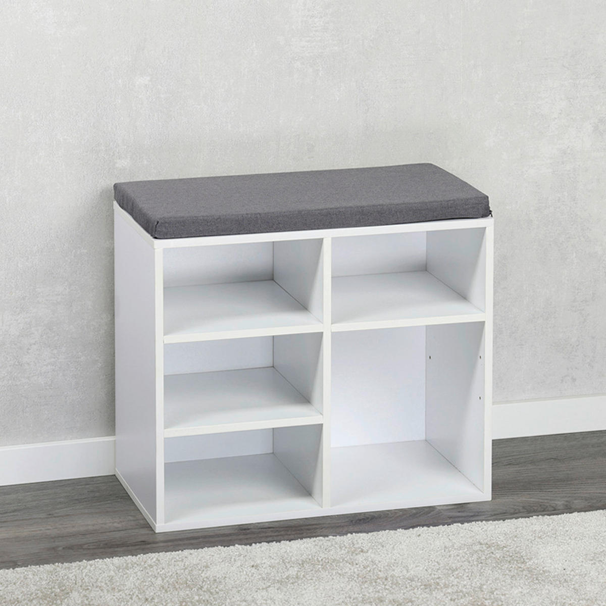 Kesper Schuhschrank mit Sitzkissen weiß Spanplatte B/H/L: ca. 29,5x48x515 cm Schuhschrank_mit_Sitzkissen - braun/weiß (515,00/29,50/48,00cm) - Kesper