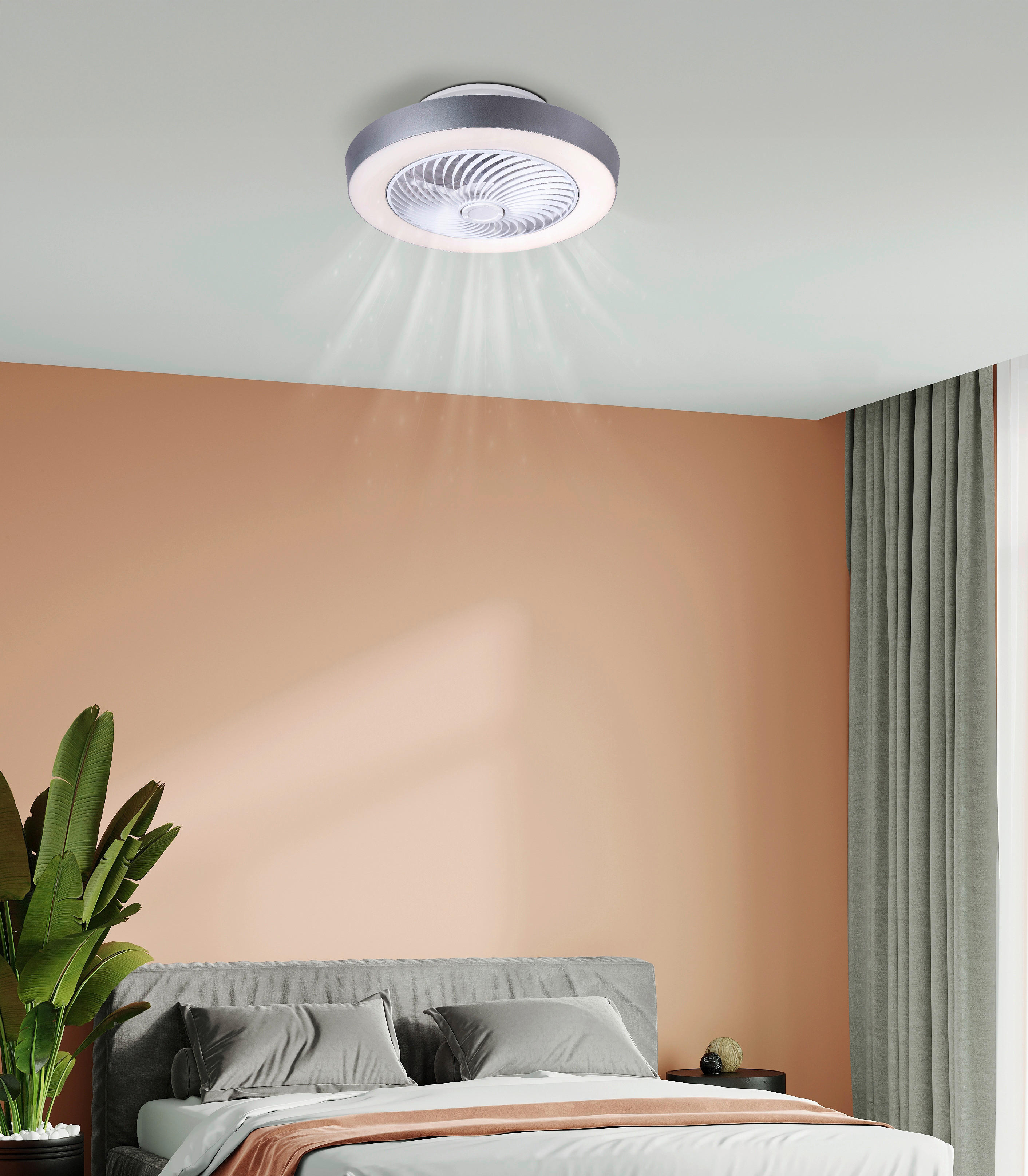 GLOBO LED-Deckenventilator weiß grau Metall Kunststoff H/D: ca. 20,6x54,8 cm 1 Brennstellen GHARRA - weiß/grau (54,80/20,60cm) - GLOBO