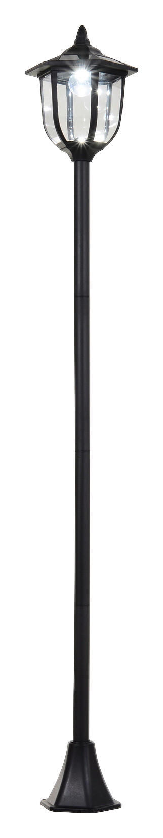 Gartenlaterne mit LED schwarz Kunststoff Edelstahl H/D: ca. 177x27 cm