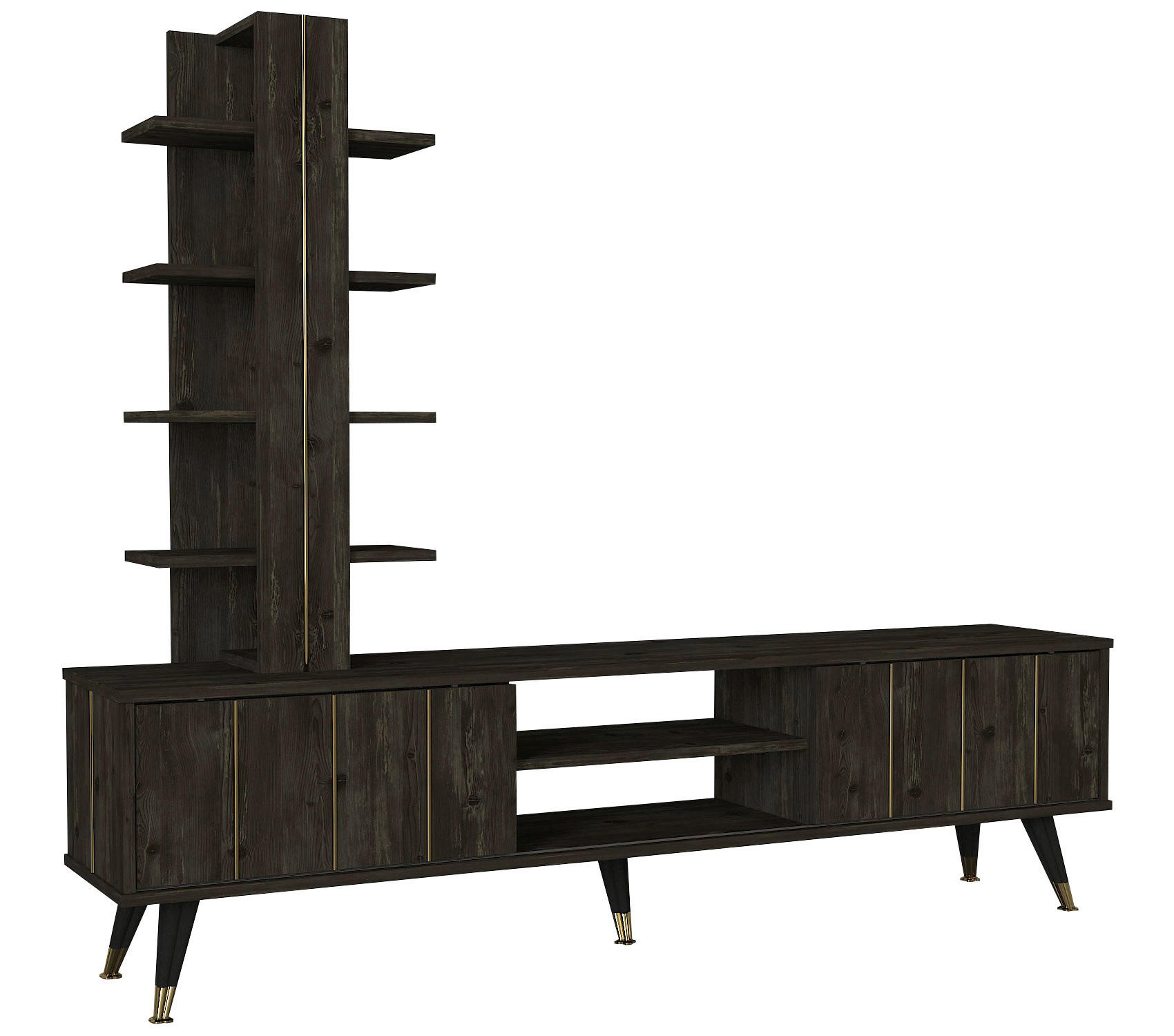 Wohnwand Nero Rebab braun dunkelgrau B/H/T: ca. 180x50x35 cm Nero - dunkelgrau/Rebab braun (180,00/50,00/35,00cm) - moebel17