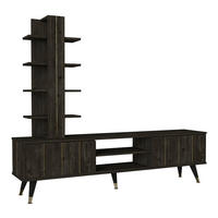 Wohnwand Nero Rebab braun dunkelgrau B/H/T: ca. 180x50x35 cm Nero - dunkelgrau/Rebab braun (180,00/50,00/35,00cm) - moebel17