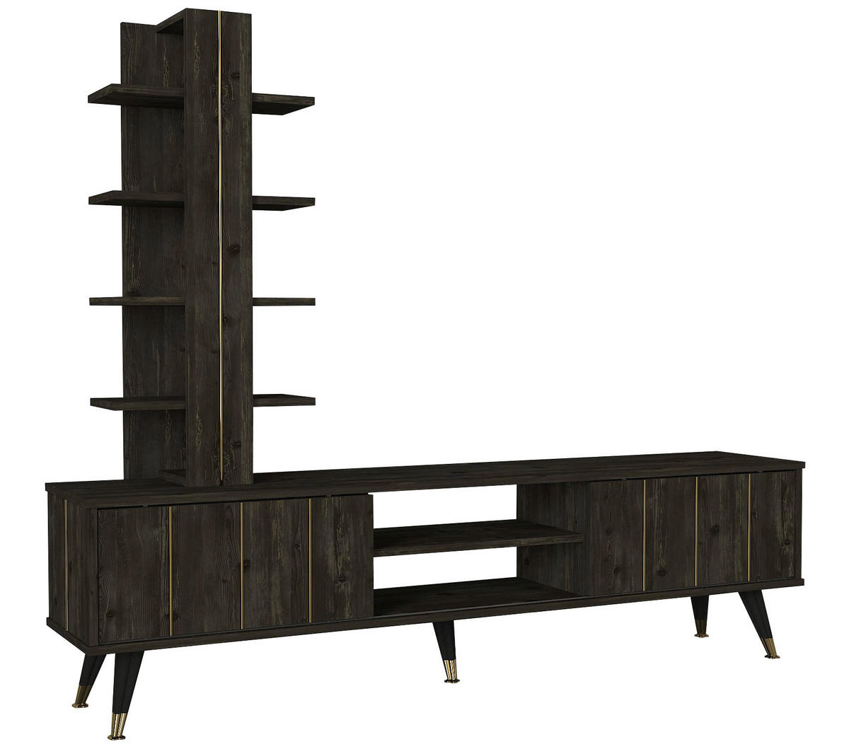 Wohnwand Nero Rebab braun dunkelgrau B/H/T: ca. 180x50x35 cm Nero - dunkelgrau/Rebab braun (180,00/50,00/35,00cm) - moebel17