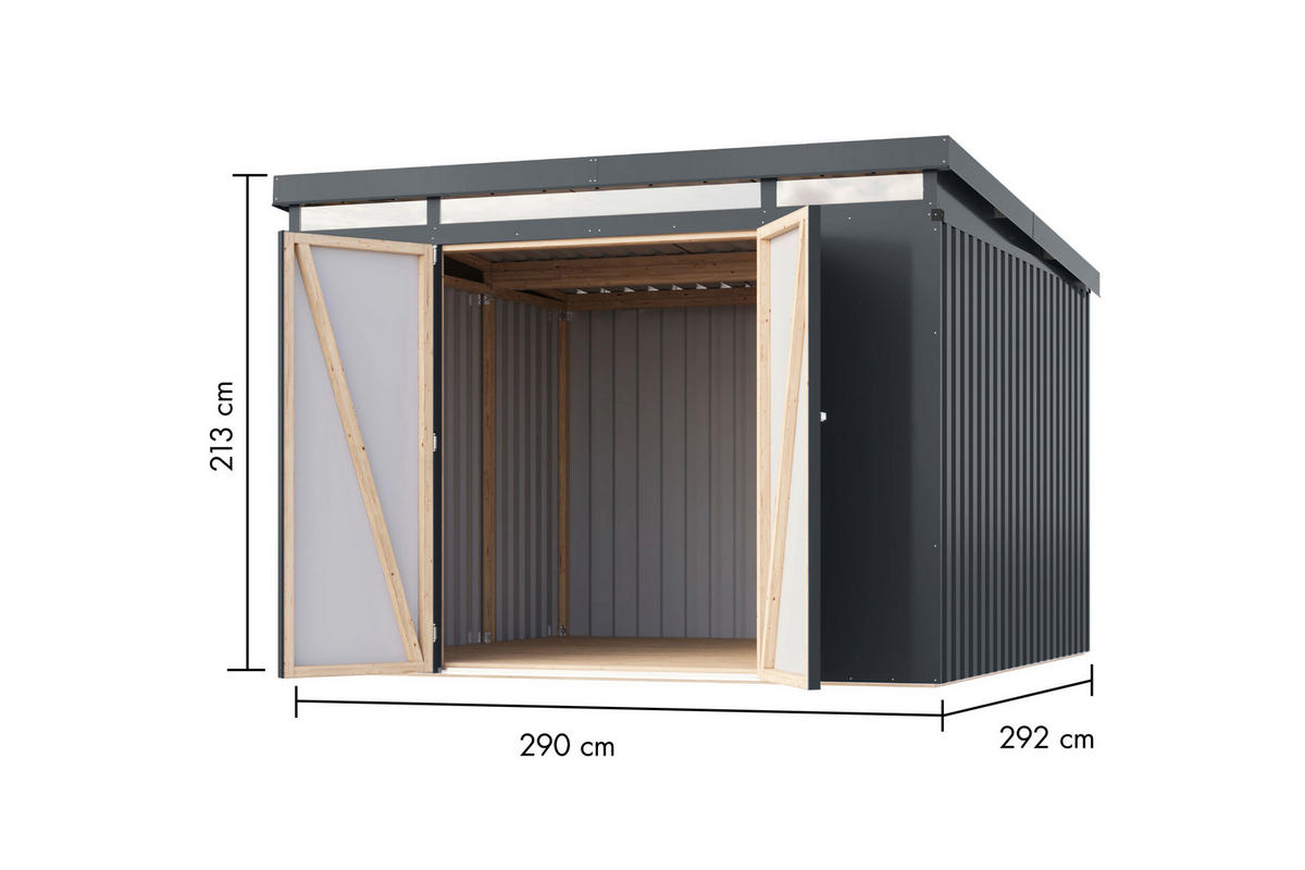 Karibu Gartenhaus IIndra 3,5 anthrazit B/H/T: ca. 289x213x289 cm IIndra 3,5 - anthrazit (289,00/213,00/289,00cm) - Karibu