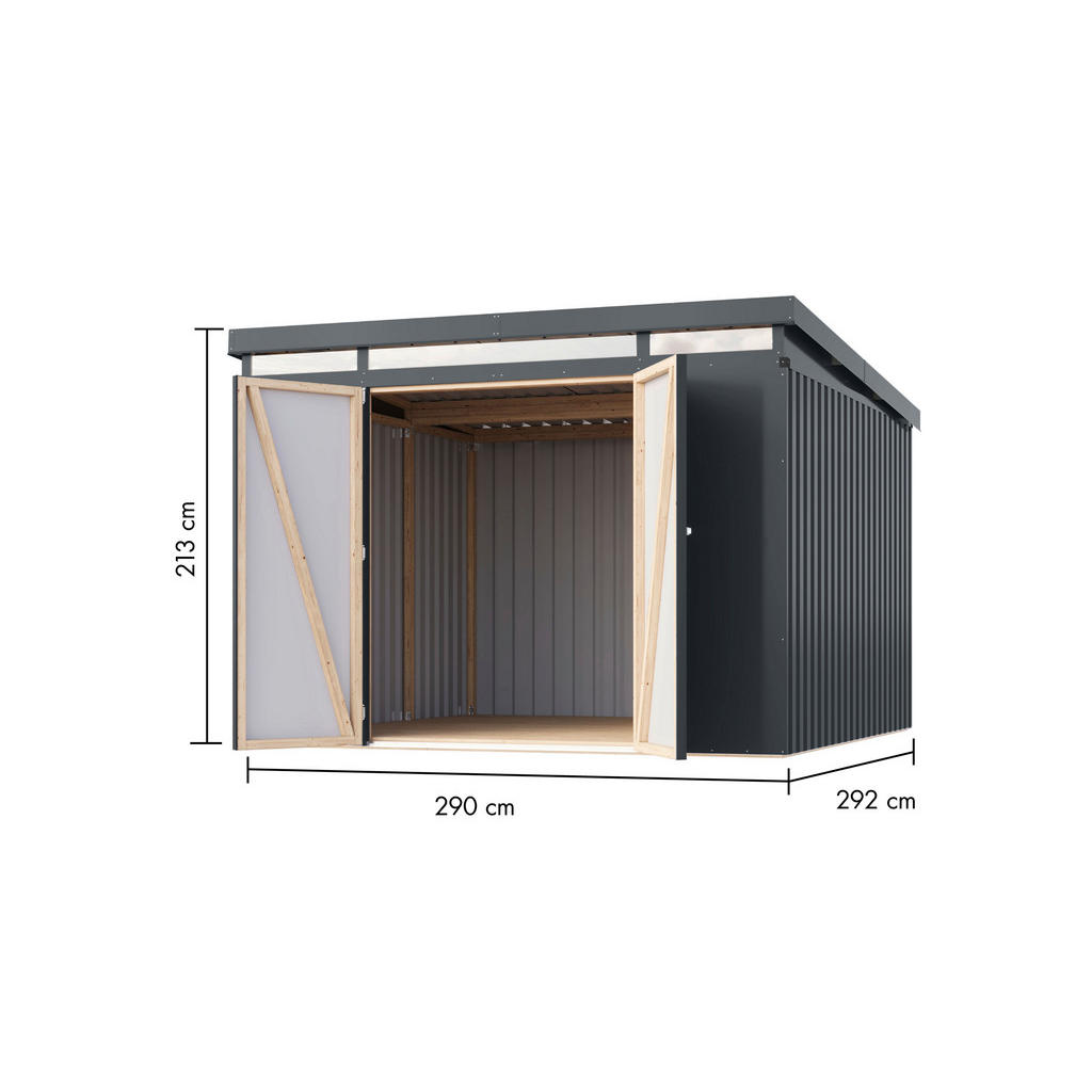 Thumbnail - Karibu Gartenhaus IIndra 3,5 anthrazit B/H/T: ca. 289x213x289 cm