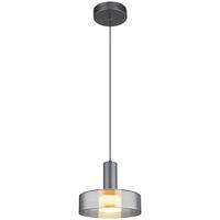 GLOBO Pendelleuchte grau Metall Glas Aluminium H/D: ca. 150x22 cm 1.0 Brennstellen GRANT - grau (22,00/150,00cm) - GLOBO