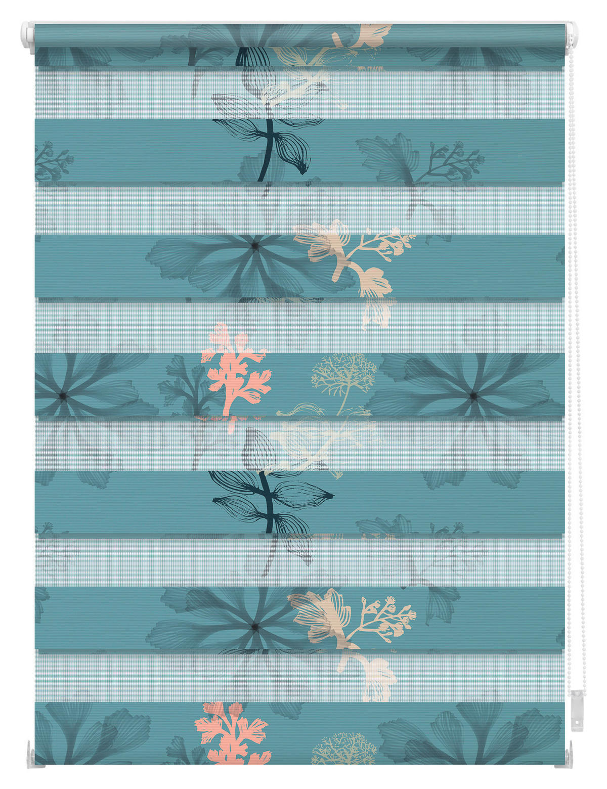 Doppelrollo Duo Aqua Floral blau B/L: ca. 60x150 cm Duo Aqua Floral - blau (60,00/150,00cm) - LICHTBLICK