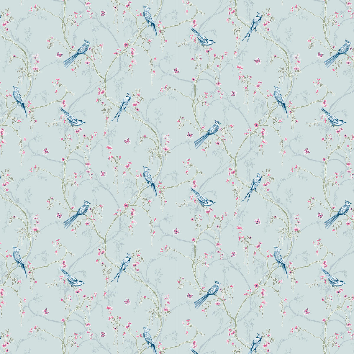 UGEPA Vliestapete Blütenzweig hellblau B/L: ca. 53x1005 cm Vliestapete_B602-01 - hellblau (53,00/1005,00cm) - UGEPA