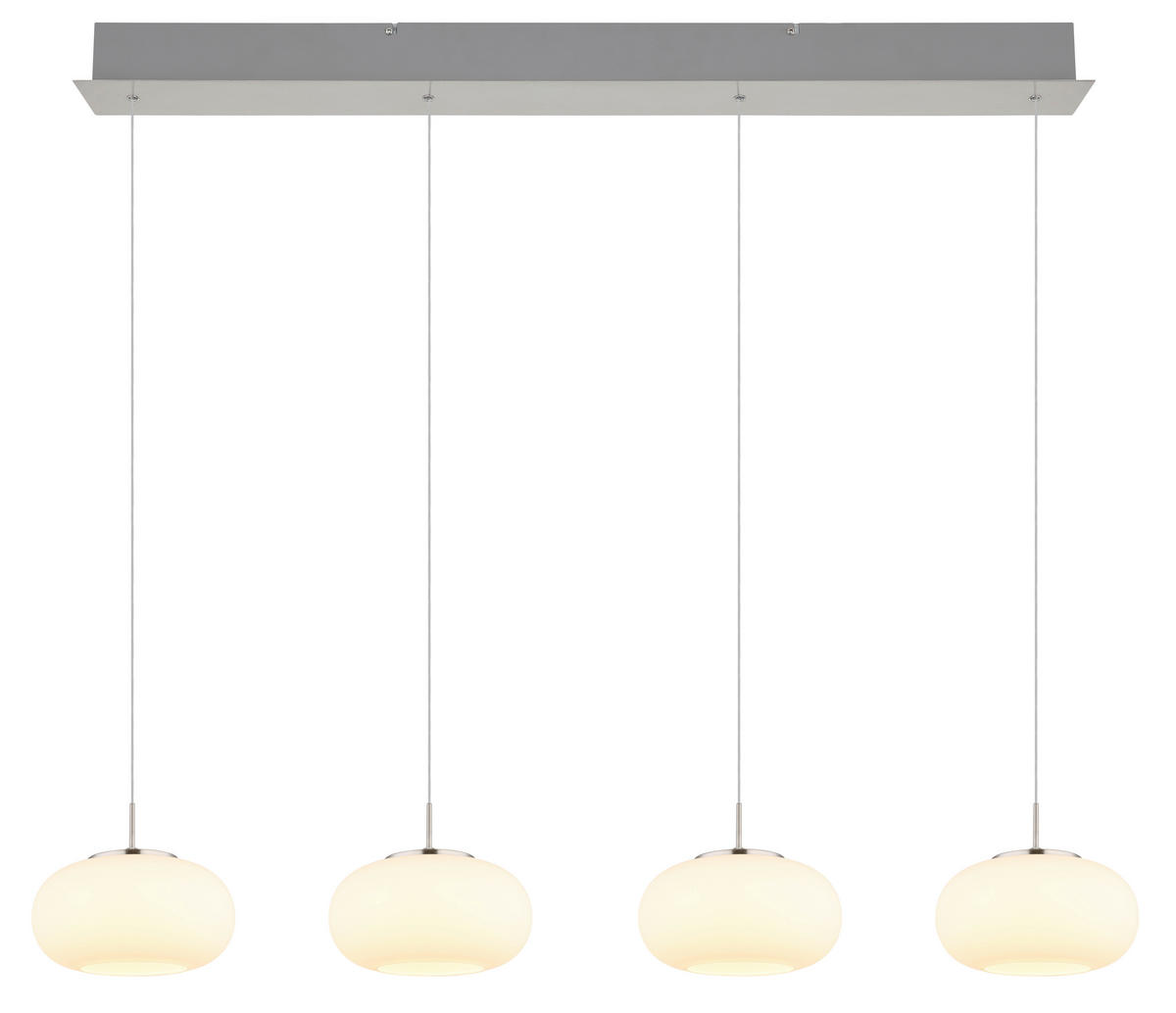 GLOBO LED-Pendelleuchte Opal nickel matt transparent Metall Glas B/H/T: ca. 110x150x20 cm 1.0 Brennstellen QUINTARA - nickel matt/Opal (110,00/150,00/20,00cm) - GLOBO