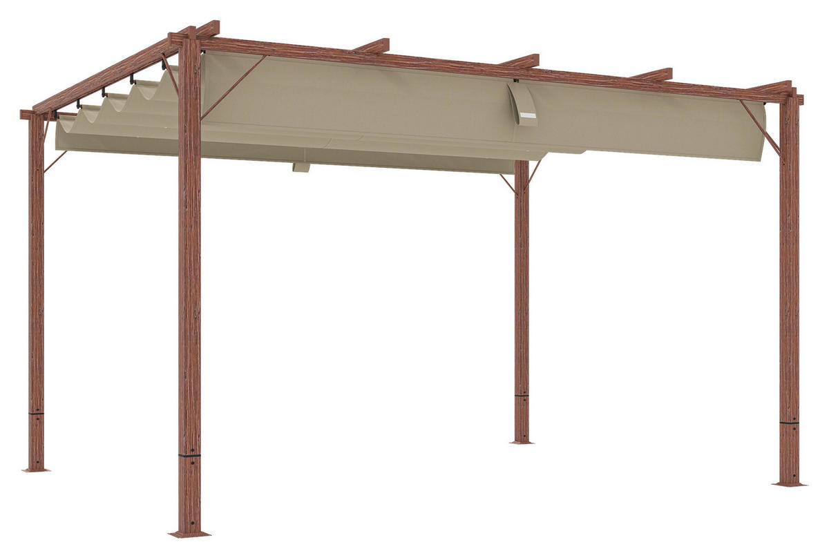 Outsunny Pergola natur Aluminium B/H/L: ca. 300x232x382 cm Pergola - natur (382,00/300,00/232,00cm) - Outsunny