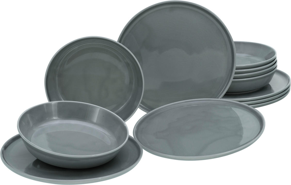 CreaTable Tafelservice Chef Collection grau Porzellan 12 tlg. Chef Collection - grau - CreaTable