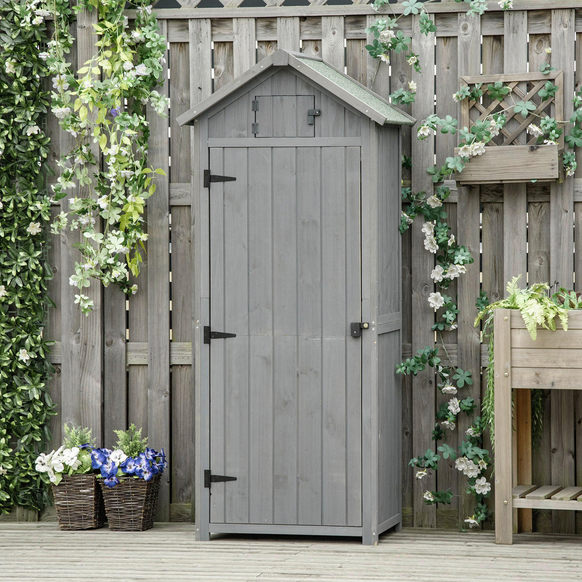 Outsunny Gartenhaus grau B/H/L: ca. 54x179x77 cm Gartenhaus - grün/grau (77,00/54,00/179,00cm) - Outsunny
