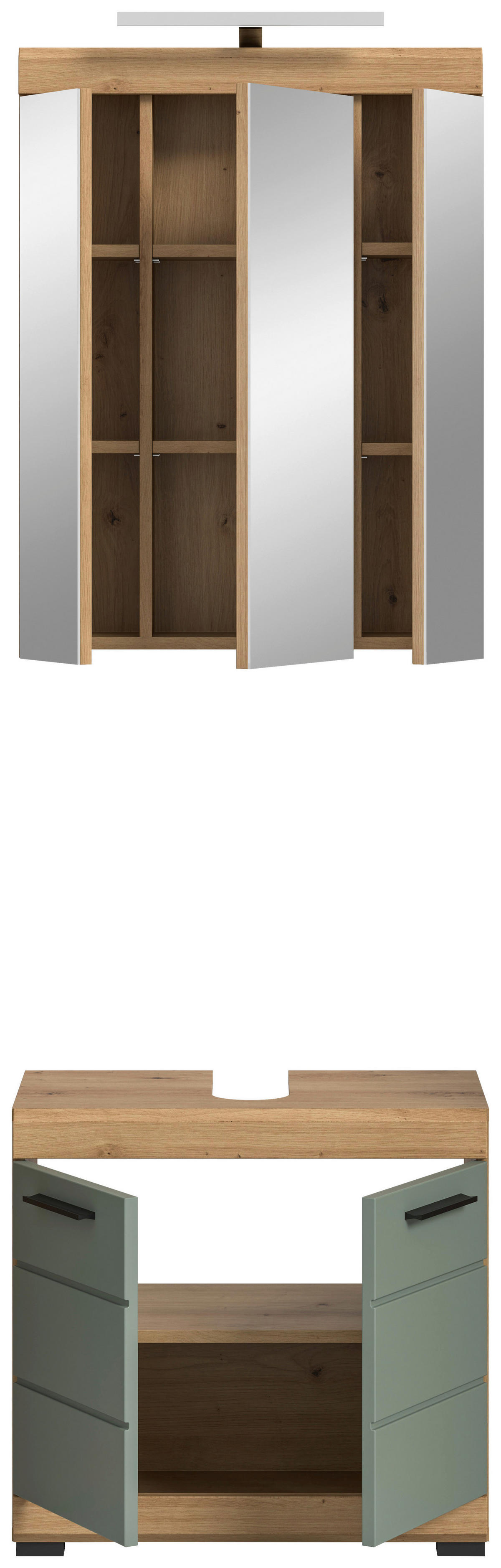 Badezimmer-Set Scout Eiche Artisan Nachbildung salbei Nachbildung B/H/T: ca. 60x191x34 cm Scout - Eiche/salbei (60,00/191,00/34,00cm) - xonox.home