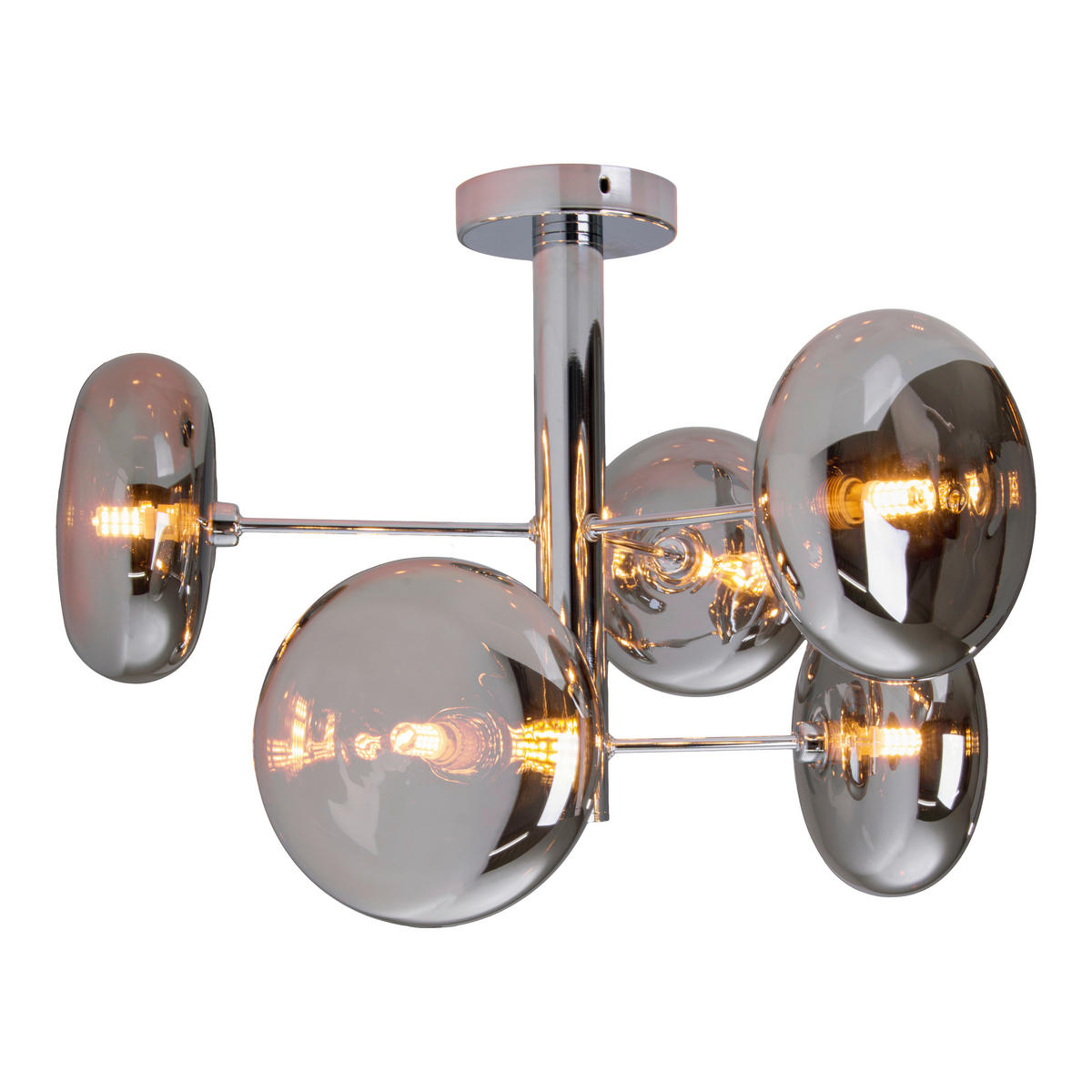 Näve Leuchten Deckenleuchte 1388397 Chrom Glas Metall B/H/T: ca. 53x38x53 cm G9 6 Brennstellen Orion - Chrom (53,00/38,00/53,00cm) - Näve Leuchten