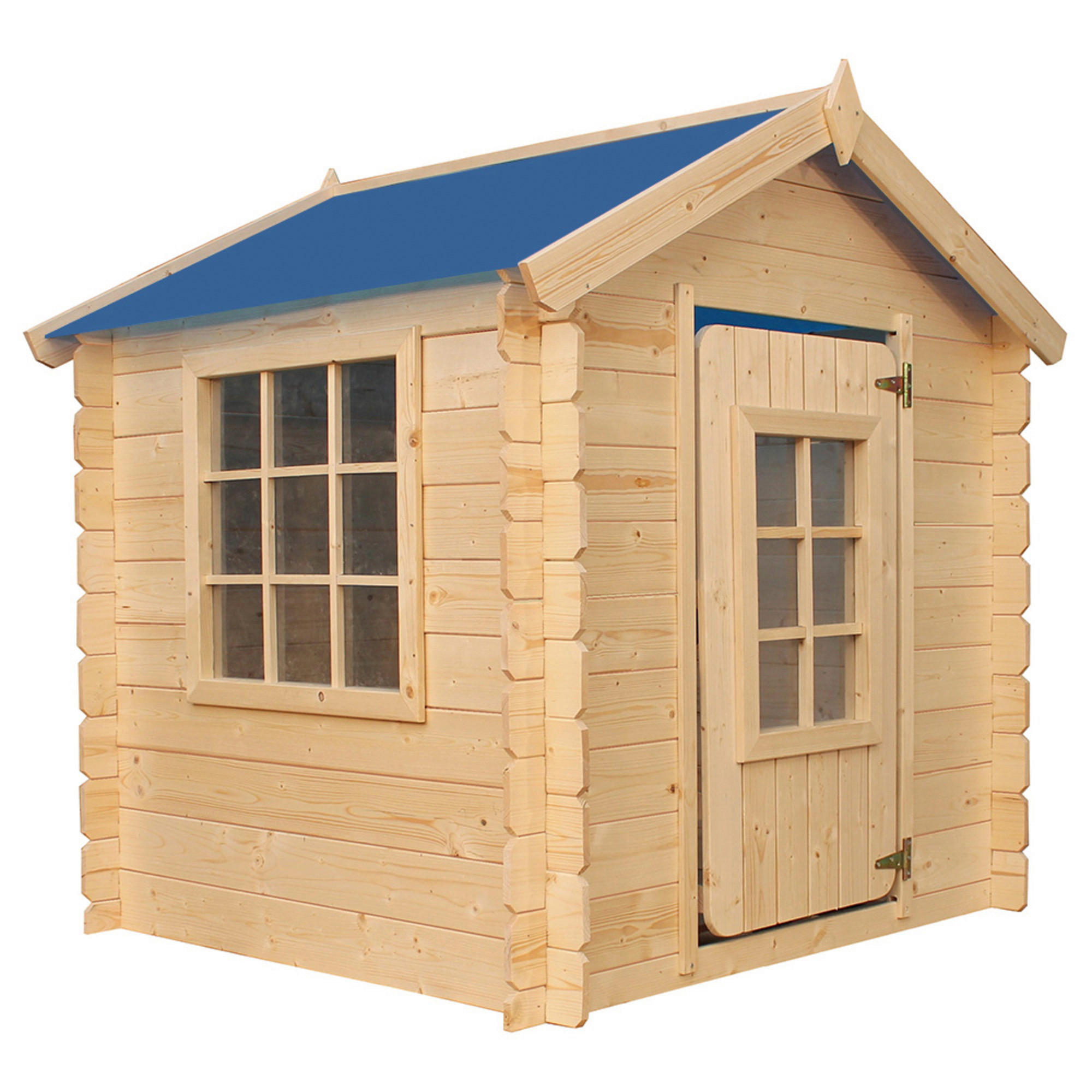 Timbela Kinderspielhaus M570M blau B/H/L: ca. 114x121x111 cm M570M - blau/natur (111,00/114,00/121,00cm) - Timbela