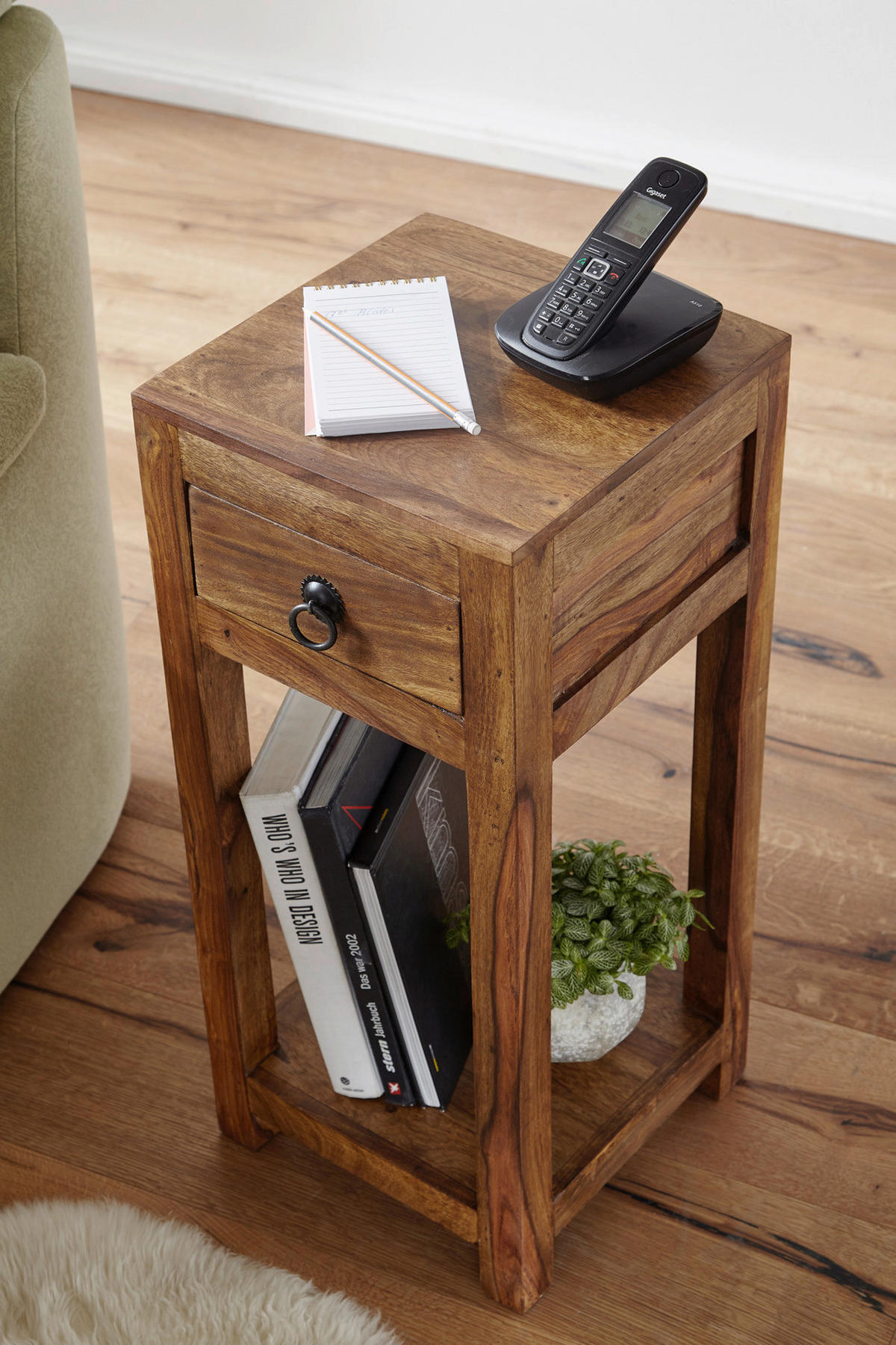 Telefontisch natur Echtholz B/H/T: ca. 30x68x30 cm Telefontisch - natur (30,00/68,00/30,00cm) - Wohnling