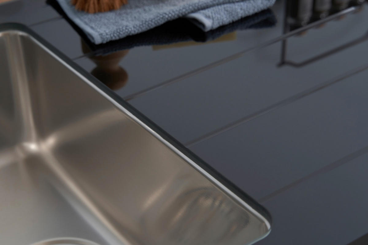 Respekta Einbauspüle New York 100 x 50 S schwarz Glas Edelstahl B/H/T: ca. 100x21x50 cm New York 100 x 50 S - schwarz (100,00/21,00/50,00cm) - Respekta