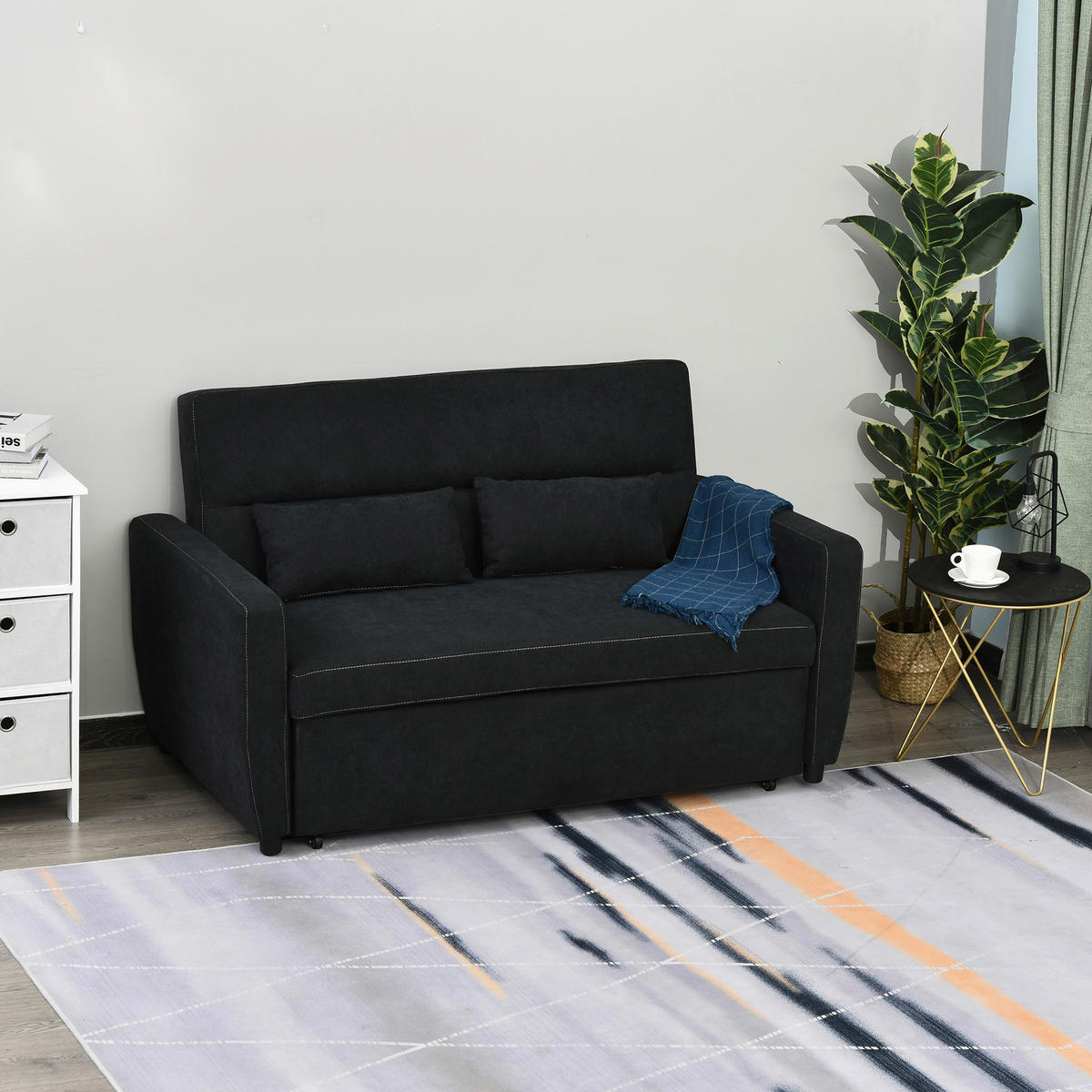 Schlafsofa 833-834 schwarz B/H/T: ca. 148x89x82 cm 833-834 - schwarz (148,00/89,00/82,00cm) - HOMCOM