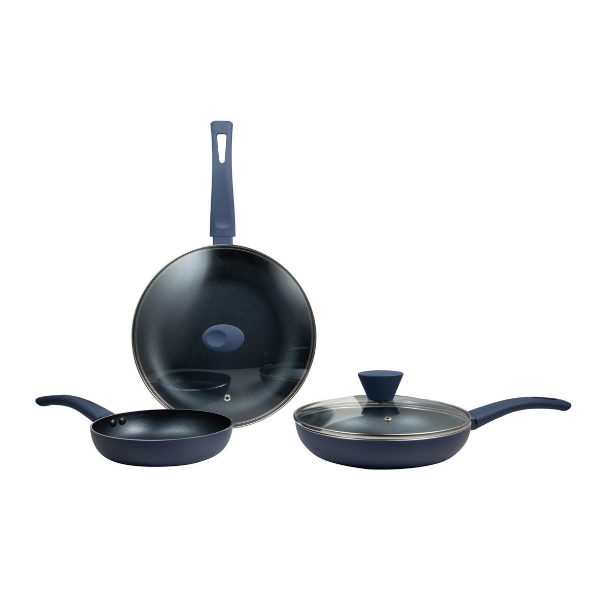 SAN IGNACIO Kochgeschirrset ATLAS schwarz Aluminium 5 tlg. ATLAS - blau/schwarz (46,00/26,00/20,00cm) - SAN IGNACIO
