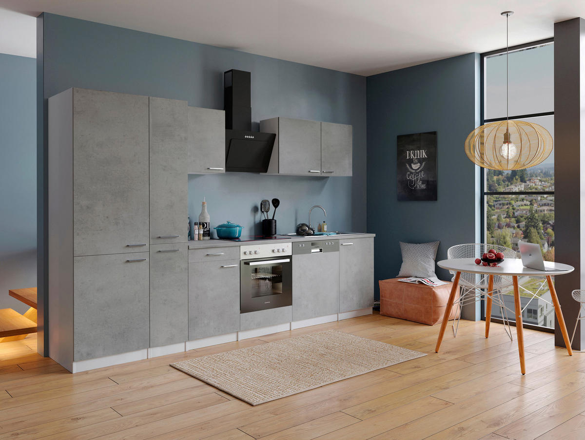 Respekta Küchenblock Malia Beton Optik B/H/T: ca. 310x200x60 cm Malia - Beton/weiß (310,00/200,00/60,00cm) - Respekta