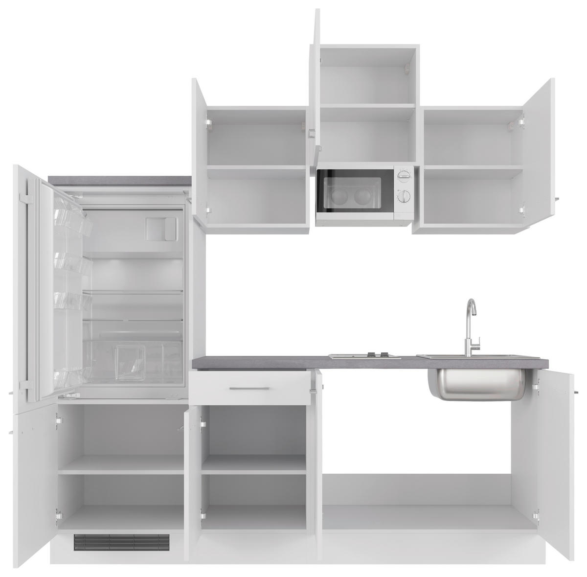 Küchenblock Vita weiß matt B/H/T: ca. 210x226x60 cm Vita - Beton/weiß (210,00/226,00/60,00cm) - Flex-Well