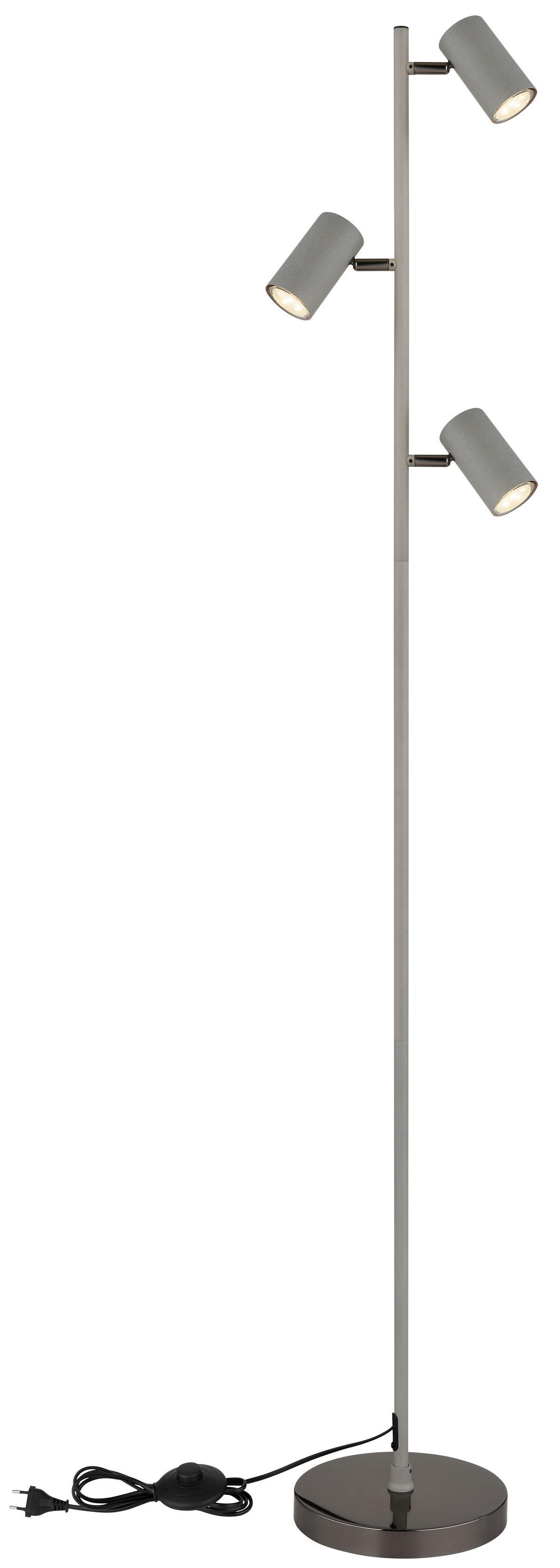 GLOBO Stehleuchte schwarz Chrom grau Metall Kunststoff B/H/T: ca. 21,5x154x23 cm GU10 3 Brennstellen ROBBY - schwarz/Chrom (21,50/154,00/23,00cm) - GLOBO