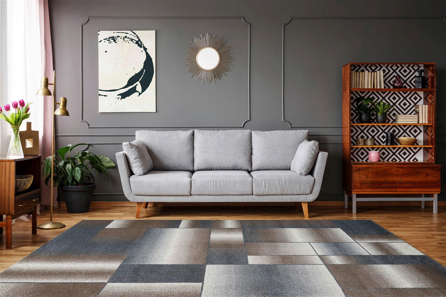 Arte Espina Kurzflorteppich Broadway 300 grau B/L: ca. 80x150 cm Broadway 300 - braun/grau (80,00/150,00cm) - Arte Espina
