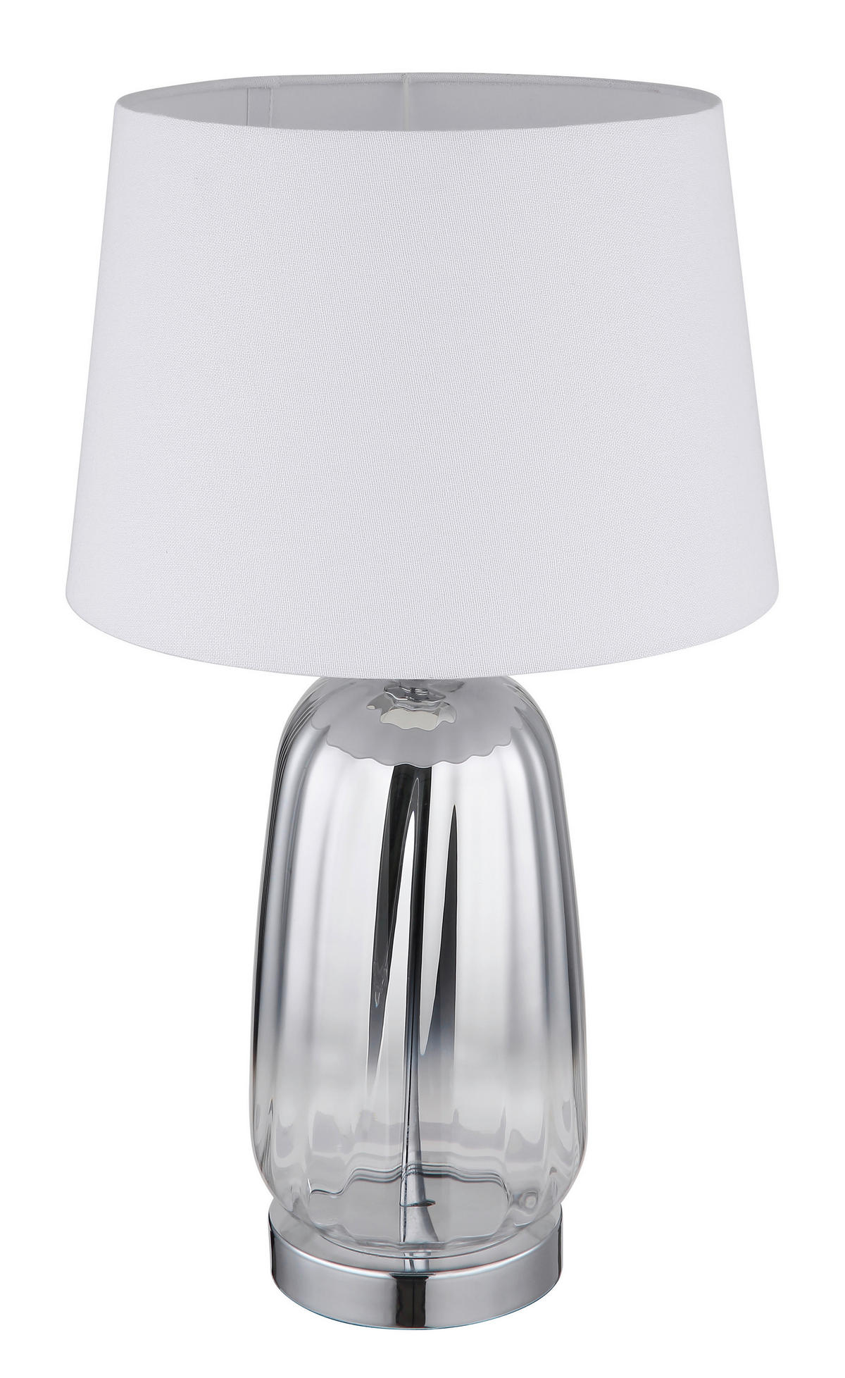 GLOBO Tischleuchte Classy 24142W silber weiß Glas Textil H: ca. 52 cm E27 1 Brennstellen Classy - weiß/silber (52,00cm) - GLOBO