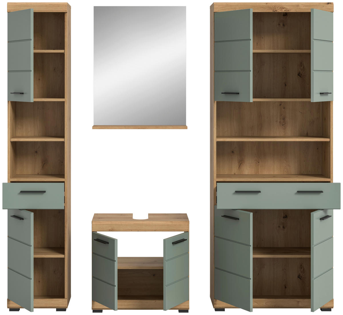 Badezimmer-Set Scout Eiche Artisan Nachbildung salbei Nachbildung B/H/T: ca. 186x191x34 cm Scout - Eiche/salbei (186,00/191,00/34,00cm) - xonox.home