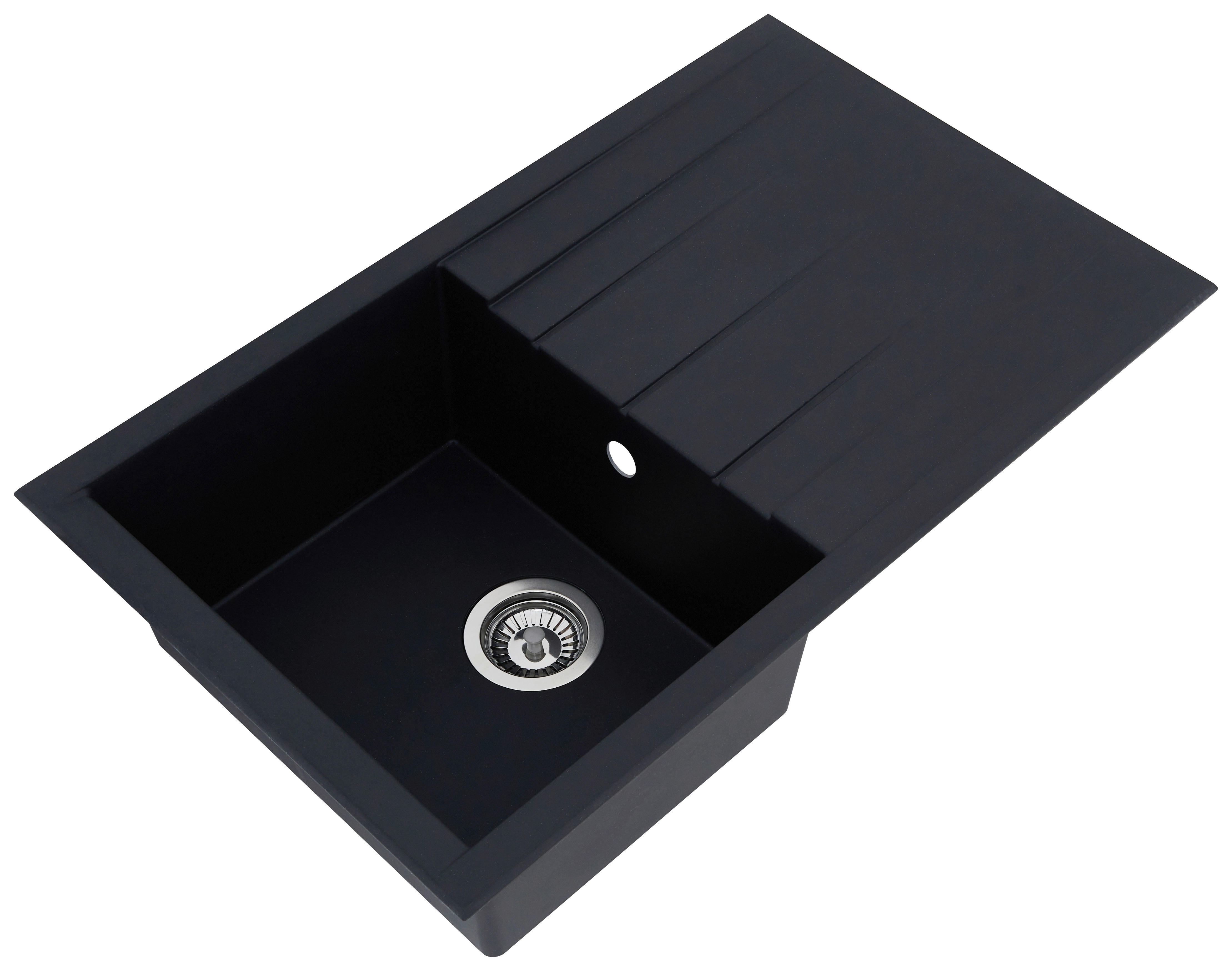 Respekta Einbauspüle Houston 80 x 50 S schwarz Mineralite B/H/T: ca. 80x21x50 cm Houston 80 x 50 S - schwarz (80,00/21,00/50,00cm) - Respekta