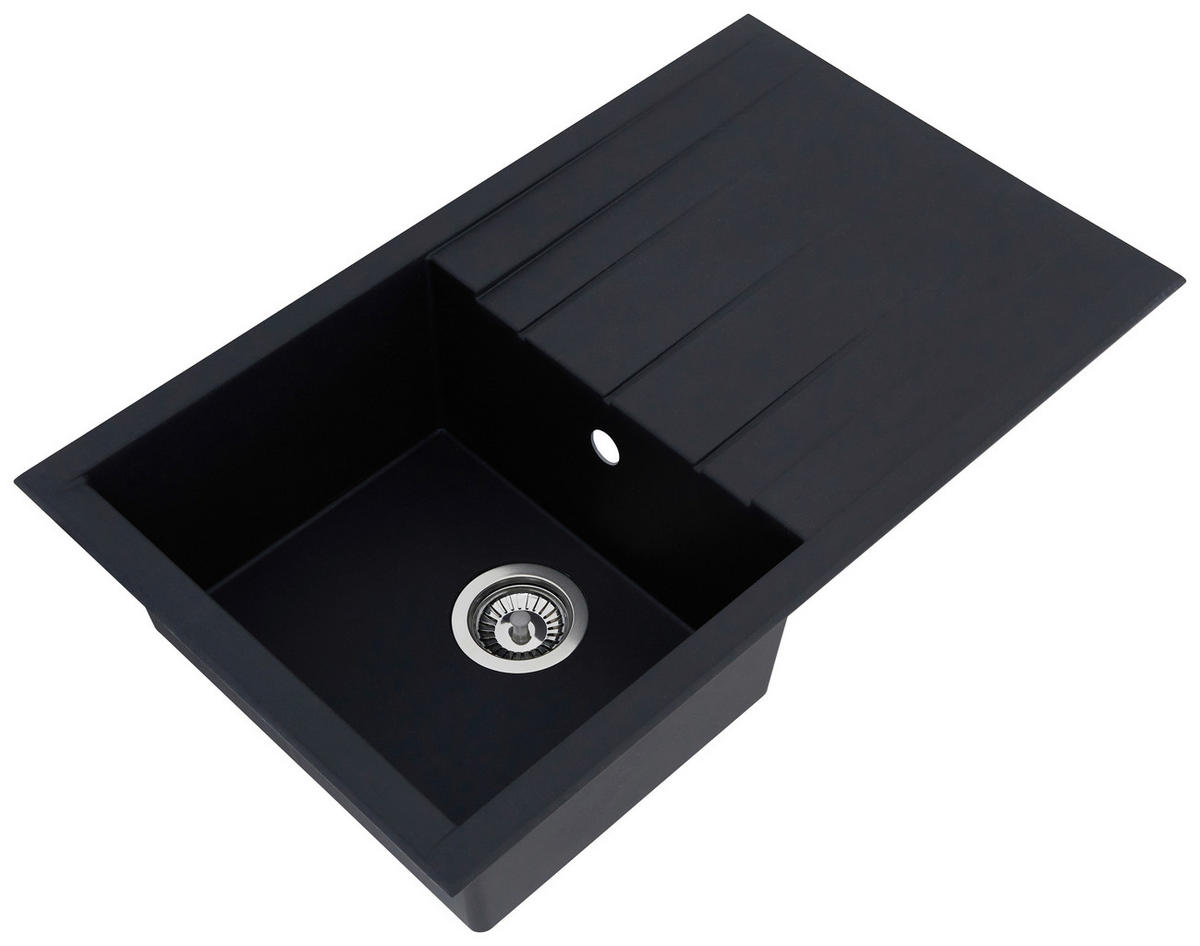 Respekta Einbauspüle Houston 80 x 50 S schwarz Mineralite B/H/T: ca. 80x21x50 cm Houston 80 x 50 S - schwarz (80,00/21,00/50,00cm) - Respekta