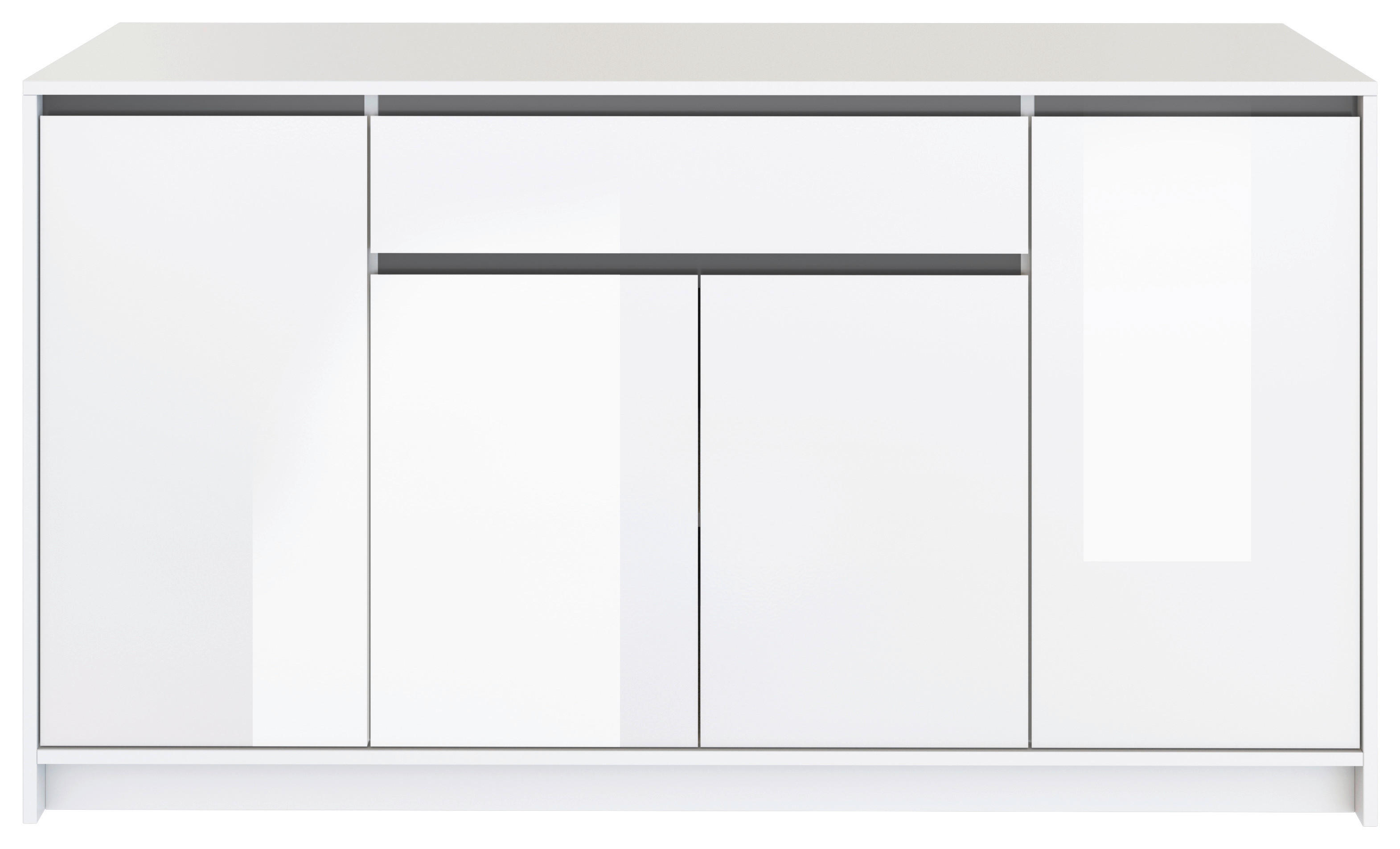 Sideboard Top weiß weiß Hochglanz dunkelgrau B/H/T: ca. 155x85x40 cm Top - weiß/dunkelgrau (155,00/85,00/40,00cm)