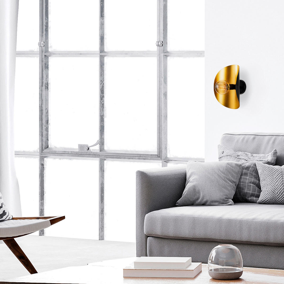 Opviq Wandleuchte Sivani gold schwarz Metall B/H/T/L: ca. 13x30x13x17 cm E27 1 Brennstellen Sivani - gold/schwarz (17,00/13,00/30,00cm) - Opviq