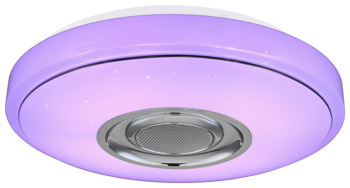 POCOline Deckenleuchte Sound weiß Chrom Kunststoff Metall H/D: ca. 8x34 cm Sound - weiß/Chrom (34,00/8,00cm) - POCOline