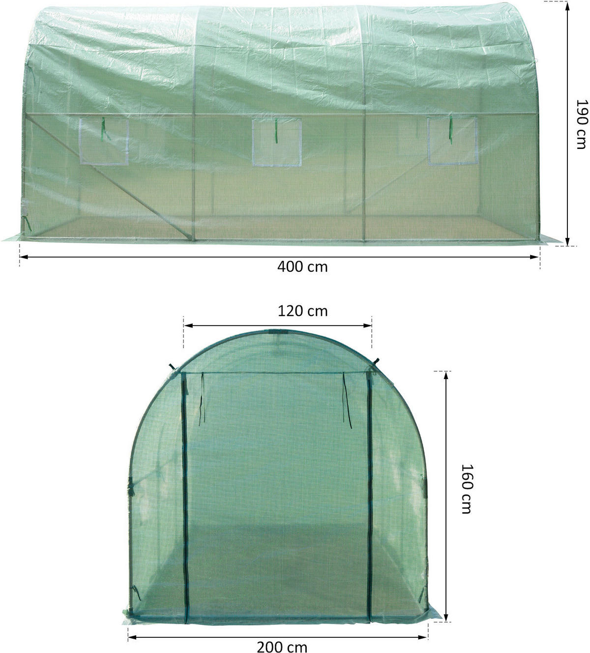 Outsunny Tomatenhaus B/H/L: ca. 200x190x400 cm Tomatenhaus 845-157 - (400,00/200,00/190,00cm) - Outsunny