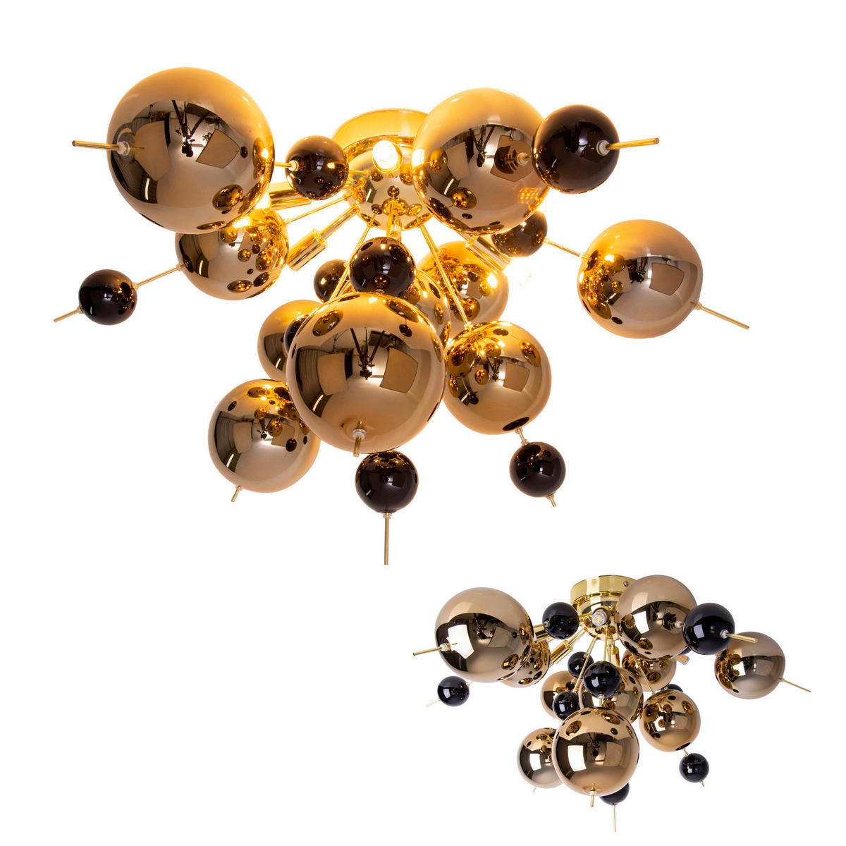 Näve Leuchten Deckenleuchte 1085158 gold Glas Metall B/H/T: ca. 57x38x57 cm G9 6 Brennstellen Explosion - gold (57,00/38,00/57,00cm) - Näve Leuchten