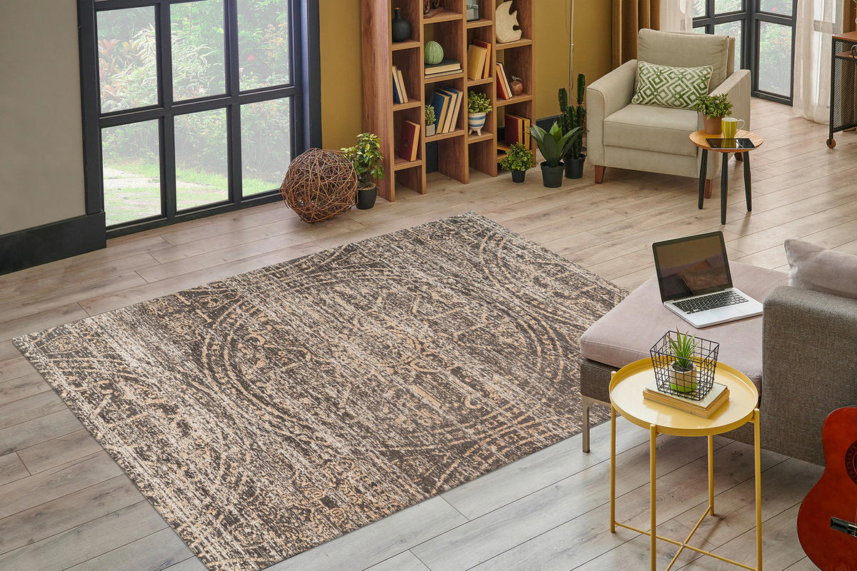 Kayoom Flachflorteppich Davis 425 beige B/H/L: ca. 80x1,2x150 cm Davis 425 - beige (150,00/80,00/1,20cm) - Kayoom