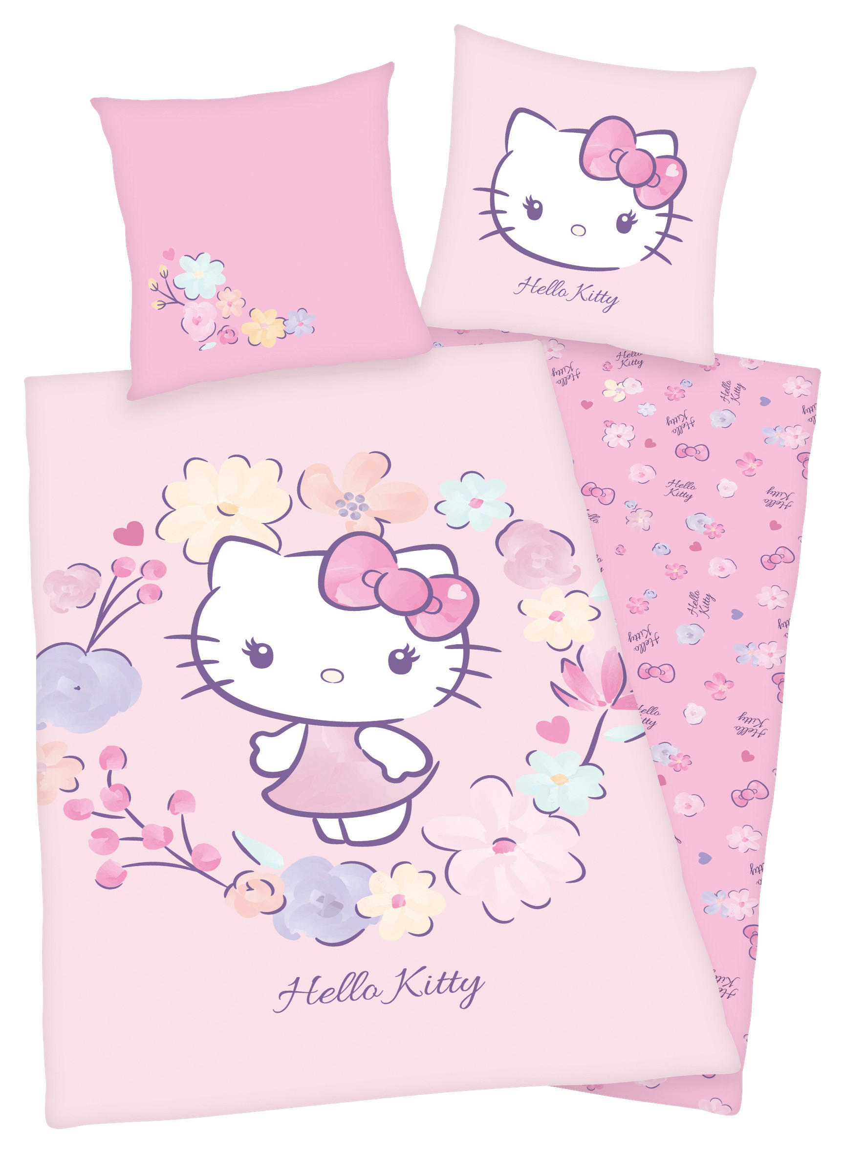 Baumwoll Wende Bettwäsche Hello Kitty Renforce Multi Baumwolle B/L: ca. 135x200 cm