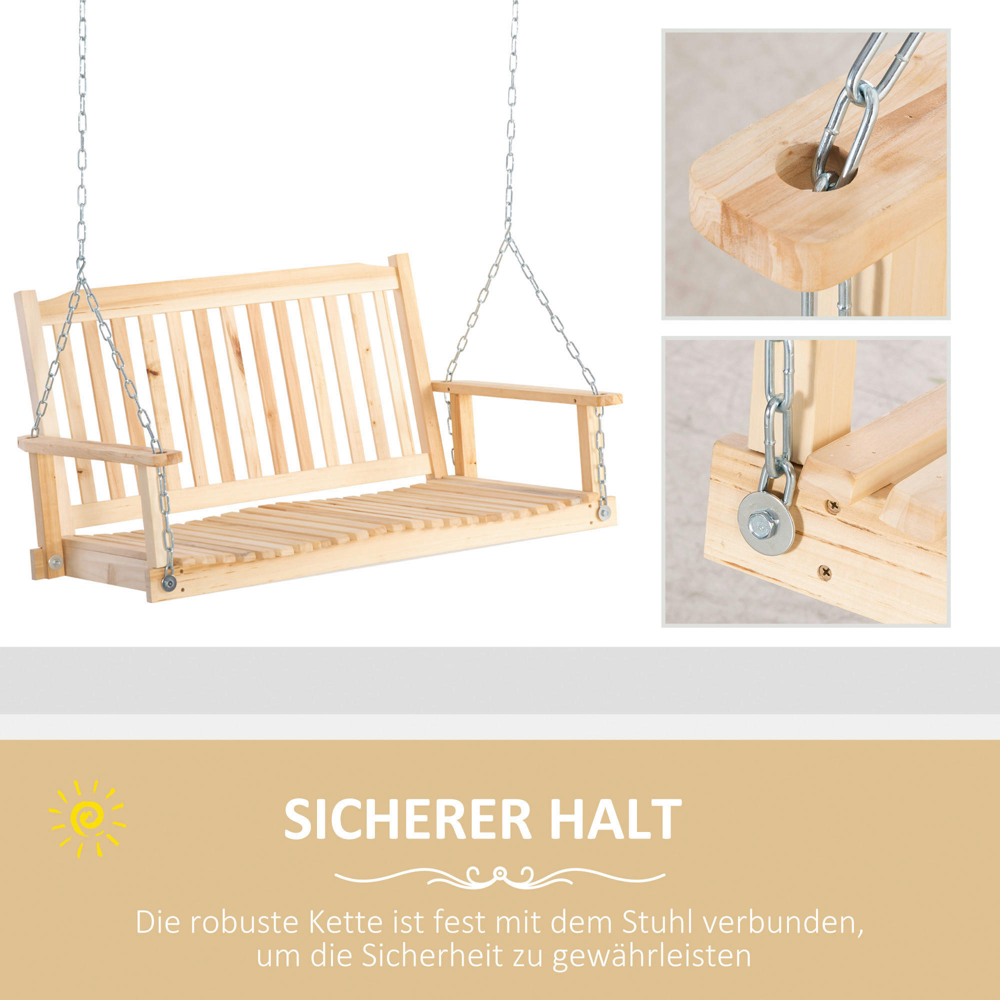 Outsunny Hängebank natur Holz B/H/L: ca...