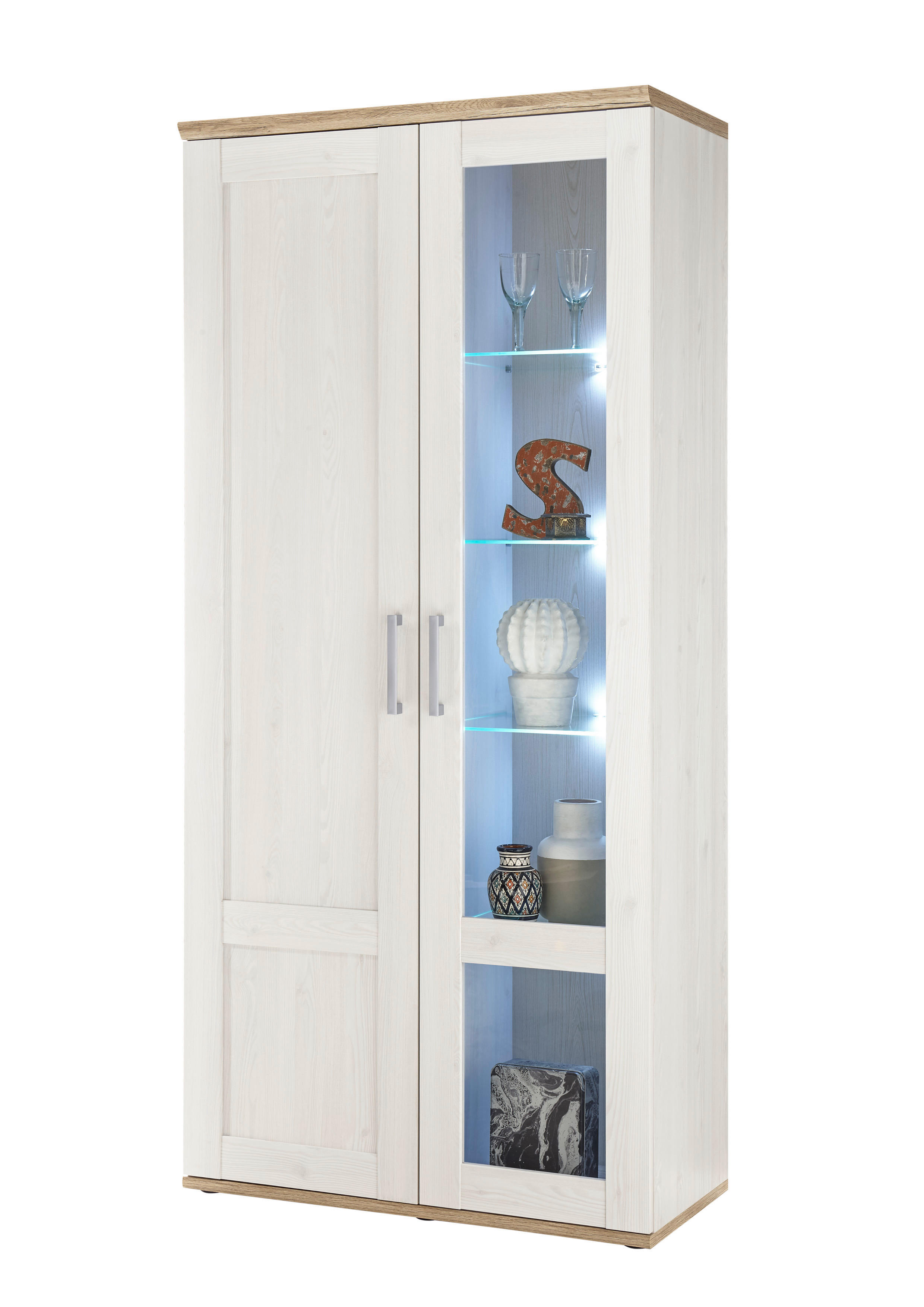 Vitrine Romance Sibiu Lärche Nachbildung San-Remo Nachbildung B/H/T: ca. 93x202x46 cm Romance - (93,00/202,00/46,00cm)