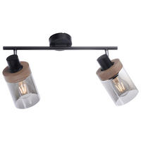 Just Light Spot Pasqual 11312-18 schwarz Rauch Metall Glas B/H/L: ca. 24x30x64 cm E27 2 Brennstellen Spot_2flg.Pasqual - schwarz/Rauch (64,00/24,00/30,00cm) - Just Light